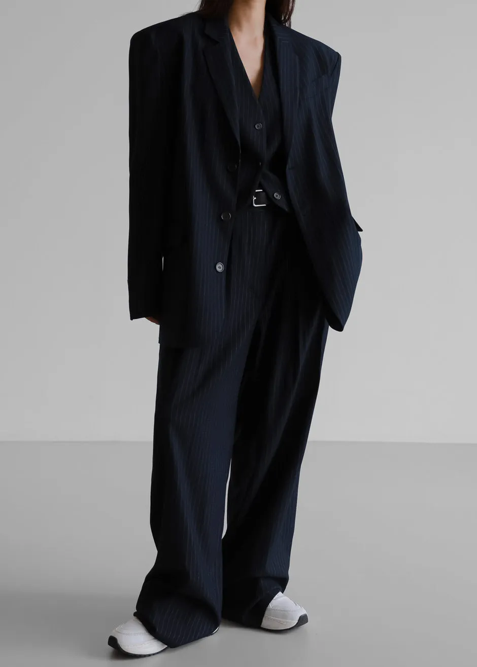 Tansy Pleated Trousers - Navy Pinstripe sold by Frankie Shop product image thumbnail 4