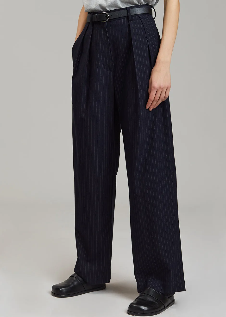 Tansy Pleated Trousers - Navy Pinstripe sold by Frankie Shop product image thumbnail 2