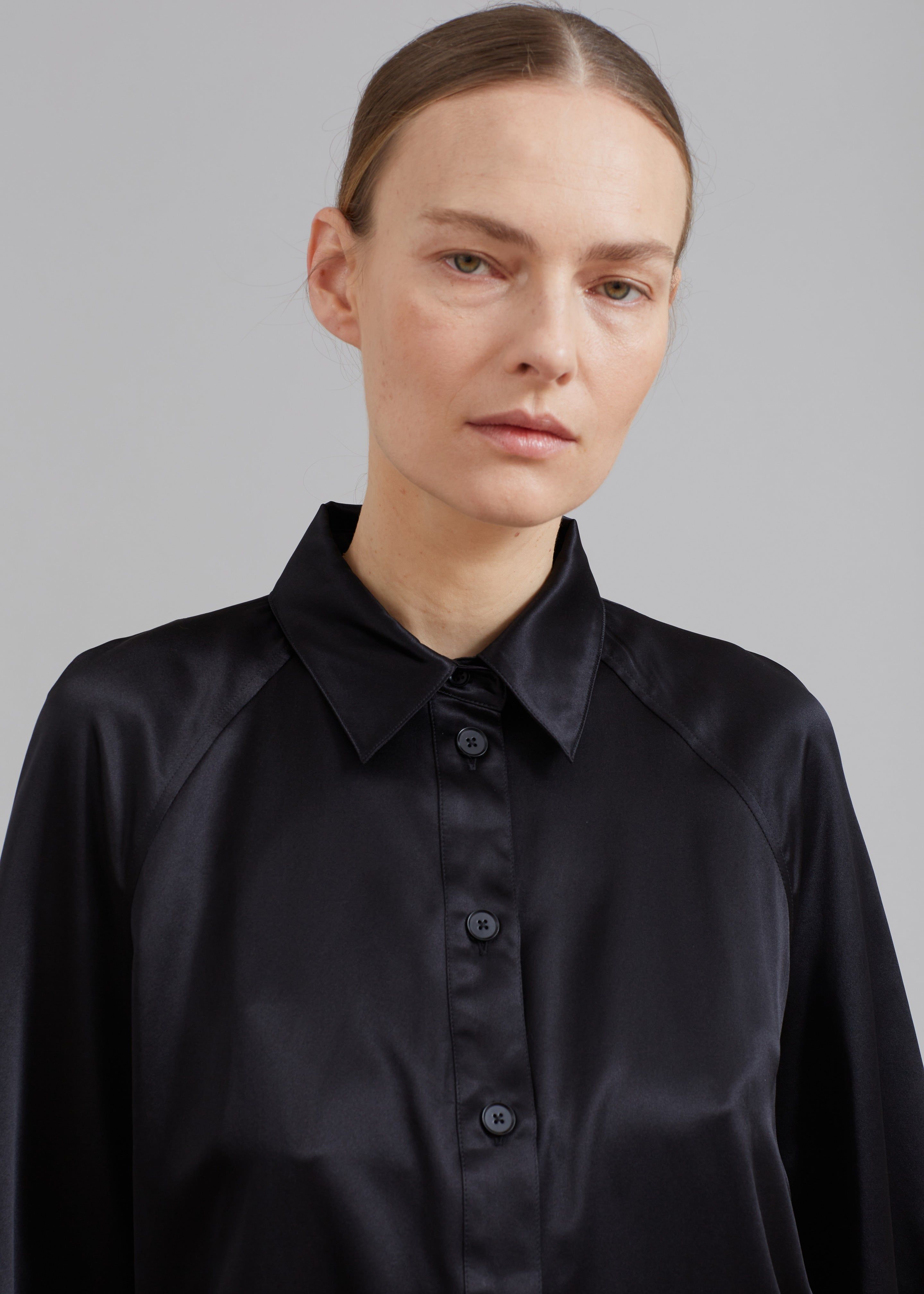Loulou Studio Datia Short Sleeve Shirt - Black sold by Frankie Shop product image thumbnail 4