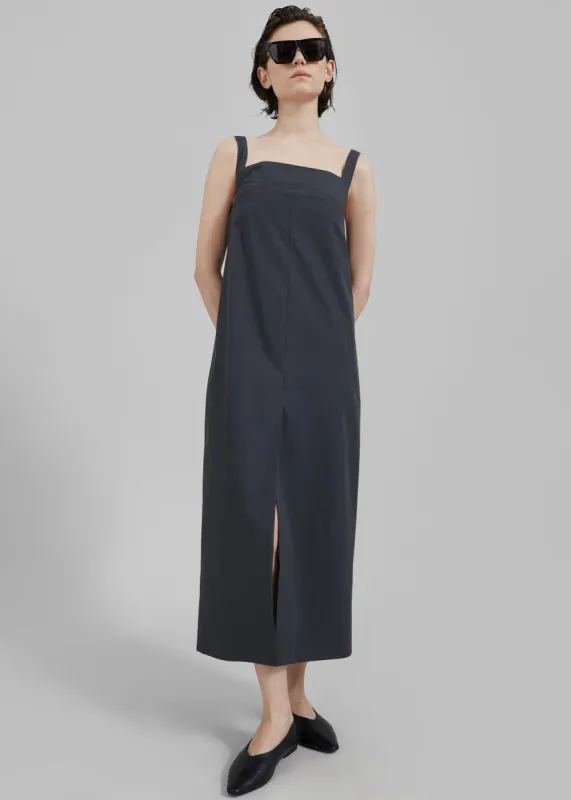 Loulou Studio Makeen Long Poplin Dress - Iron Grey sold by Frankie Shop