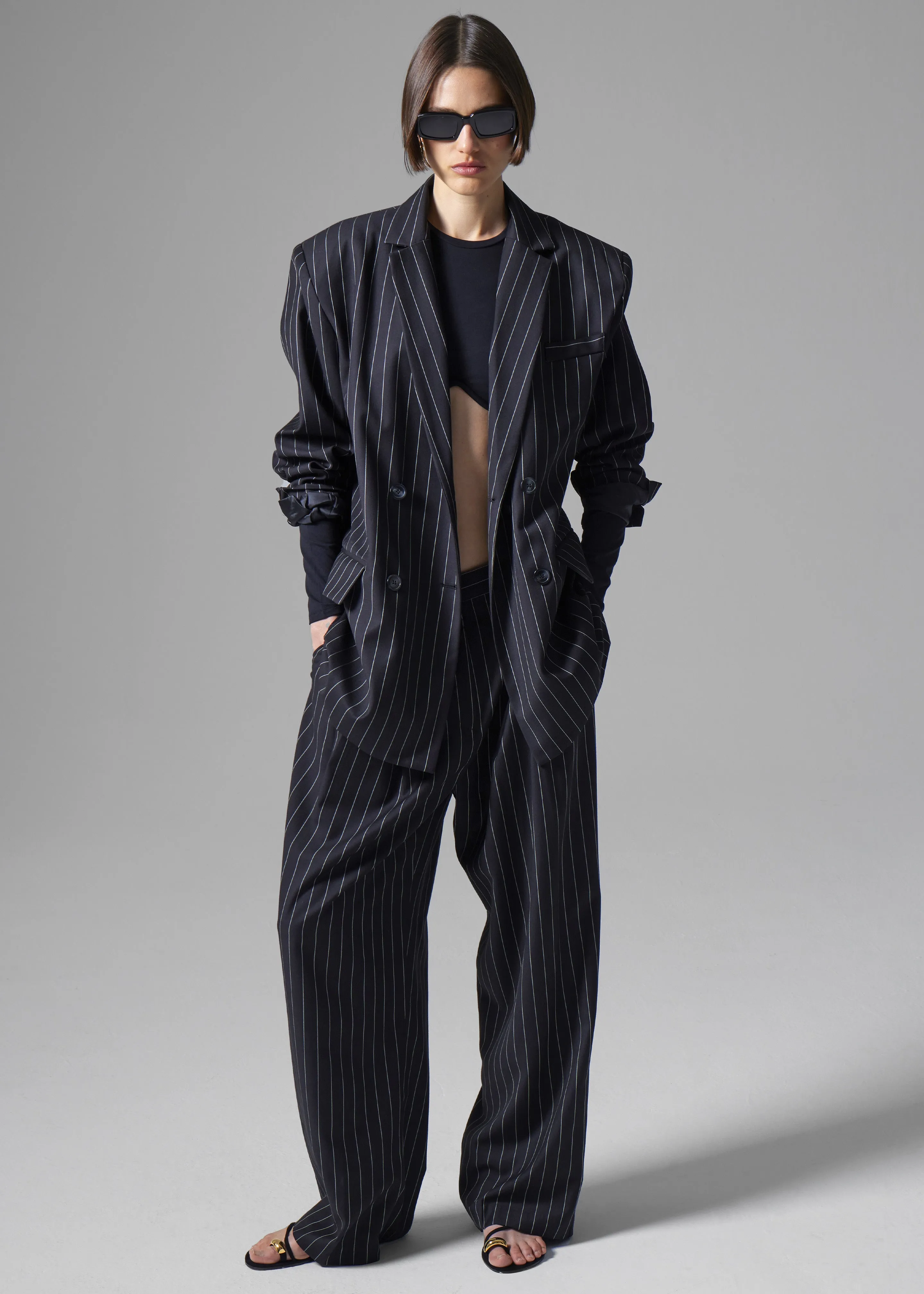 Sybil Blazer - Black Pinstripe sold by Frankie Shop