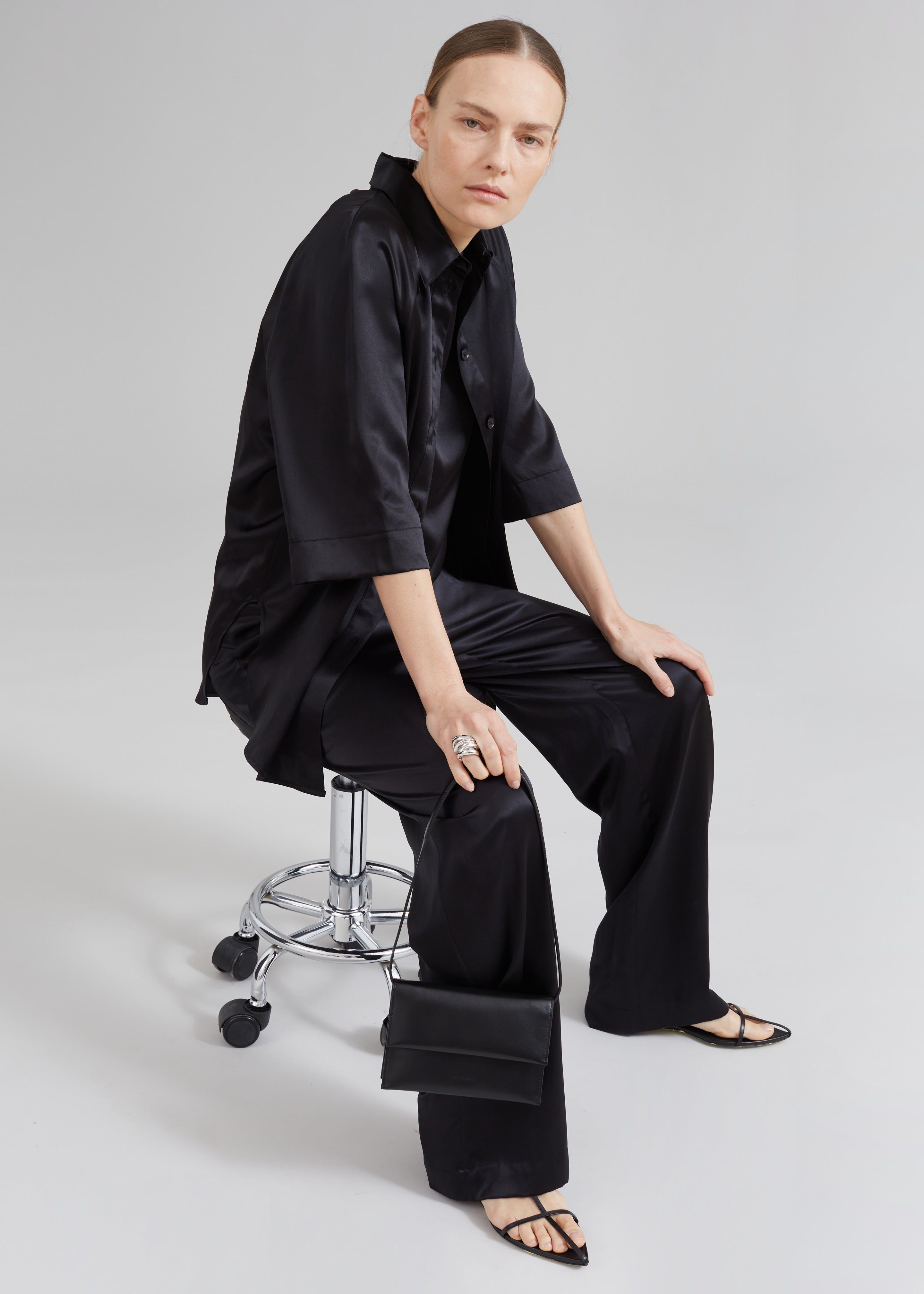 Loulou Studio Datia Short Sleeve Shirt - Black sold by Frankie Shop product image thumbnail 5