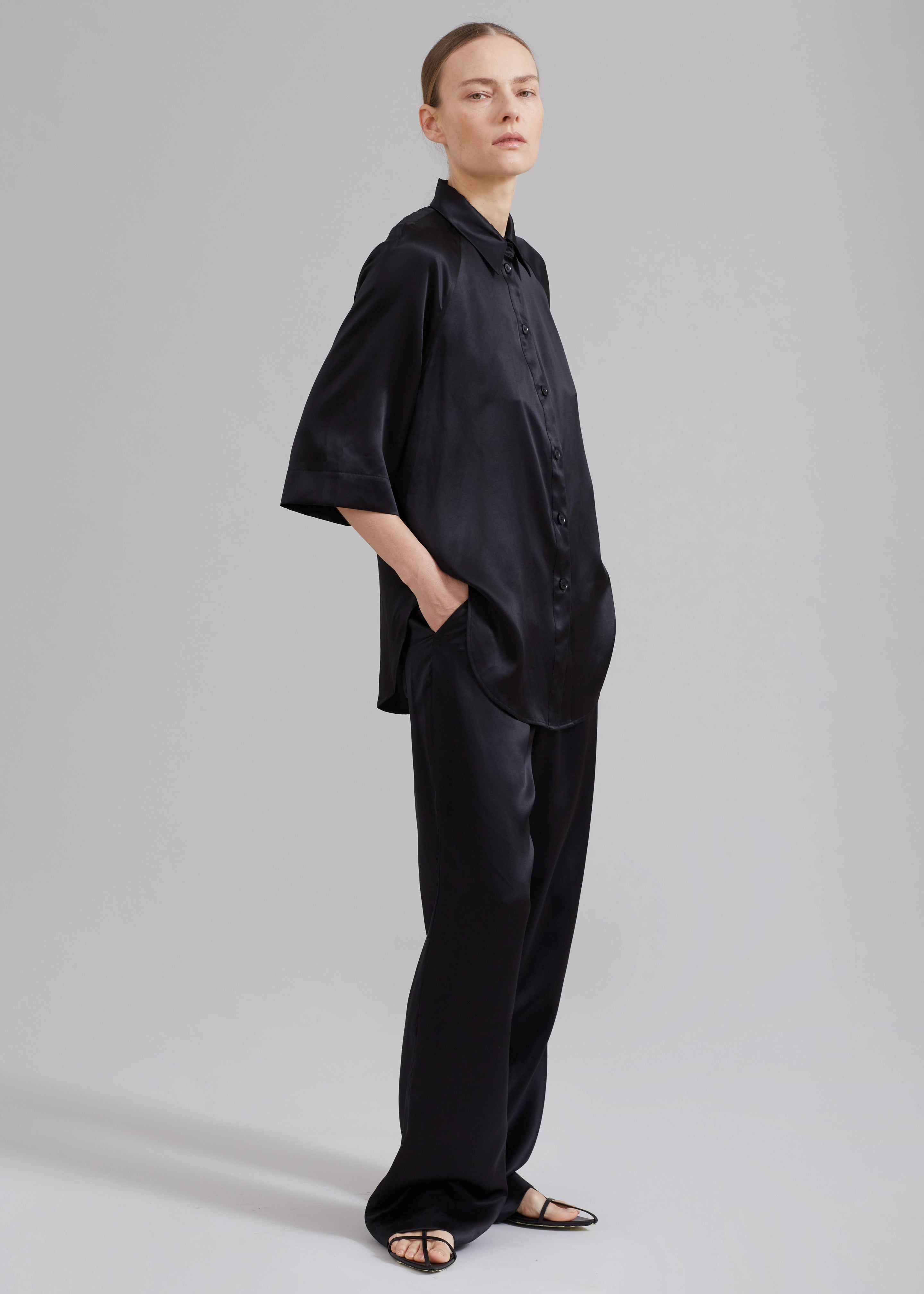 Loulou Studio Datia Short Sleeve Shirt - Black sold by Frankie Shop product image thumbnail 6