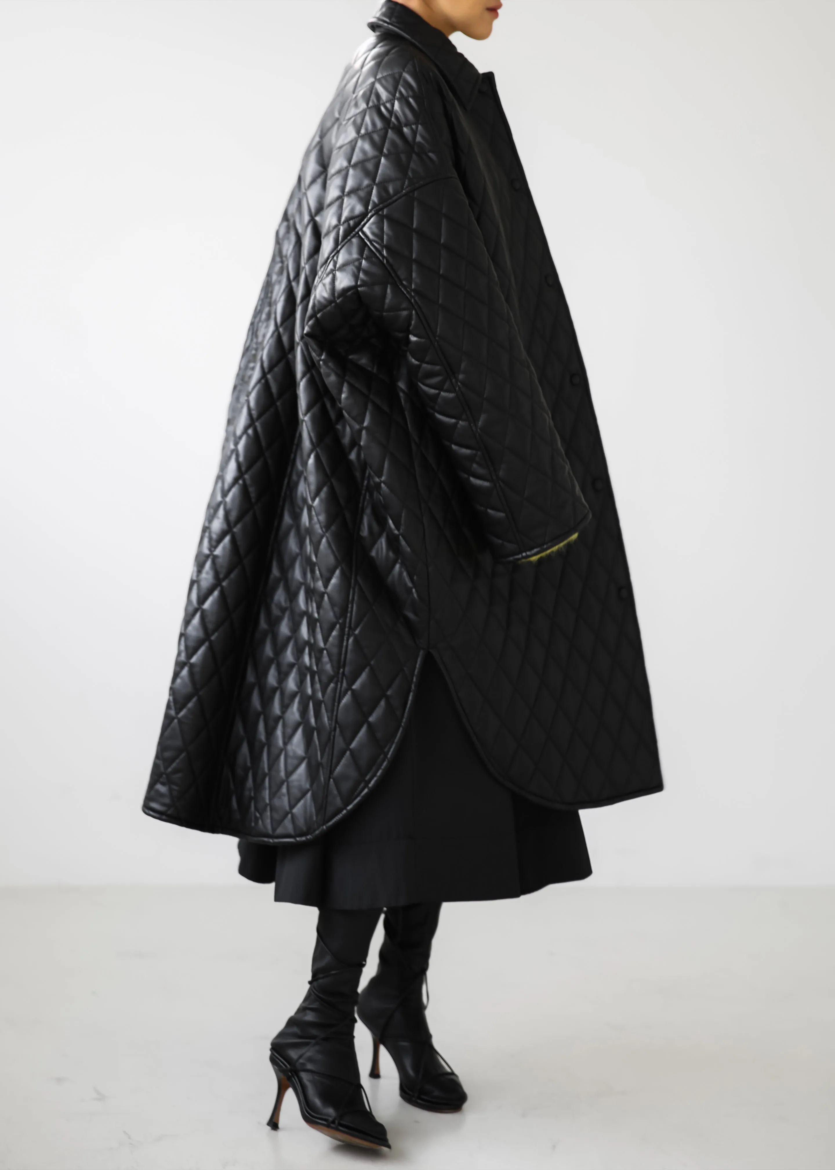 Montana Quilted Faux Leather Coat - Black sold by Frankie Shop