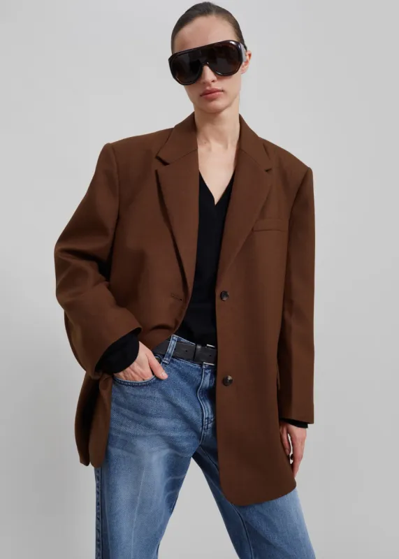 Silas Oversized Wool Blazer - Brown sold by Frankie Shop