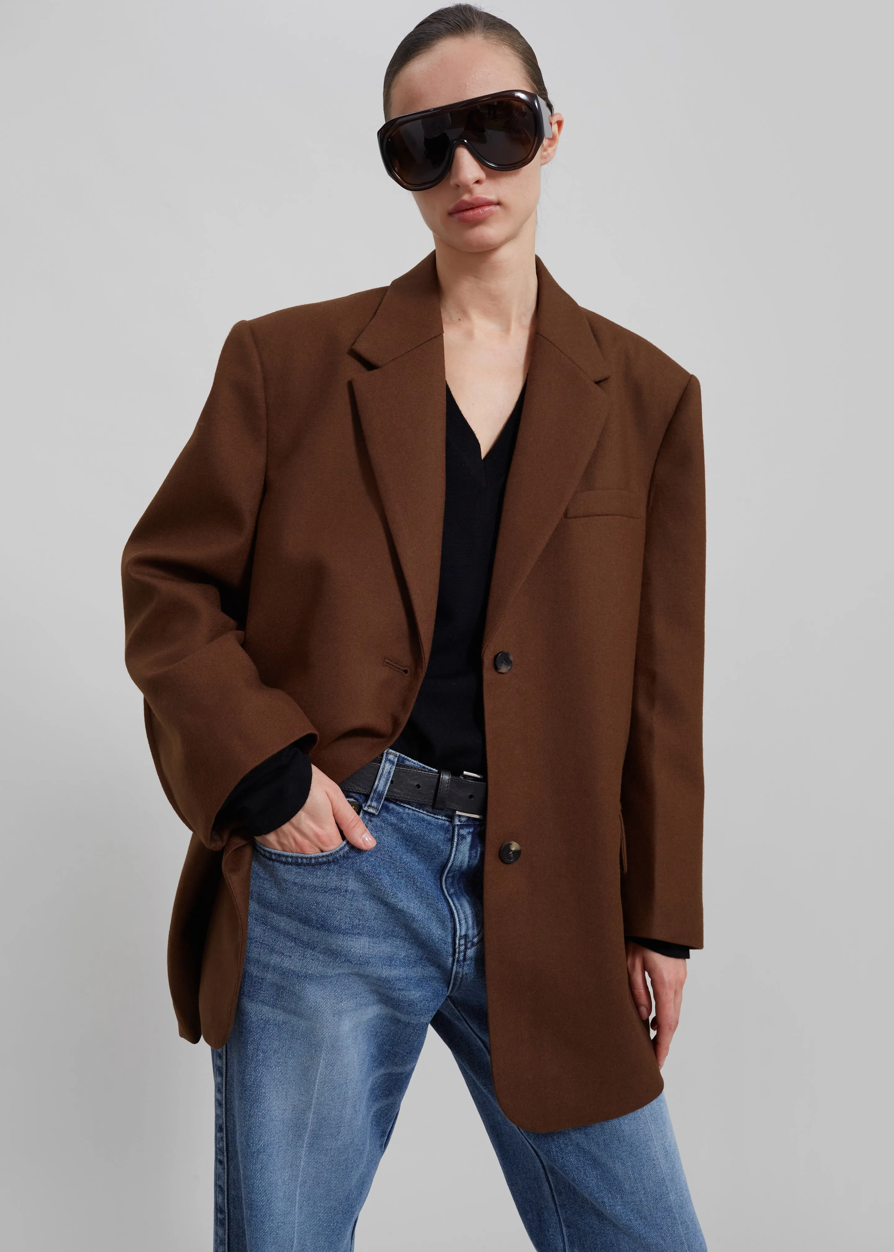 Silas Oversized Wool Blazer - Brown sold by Frankie Shop