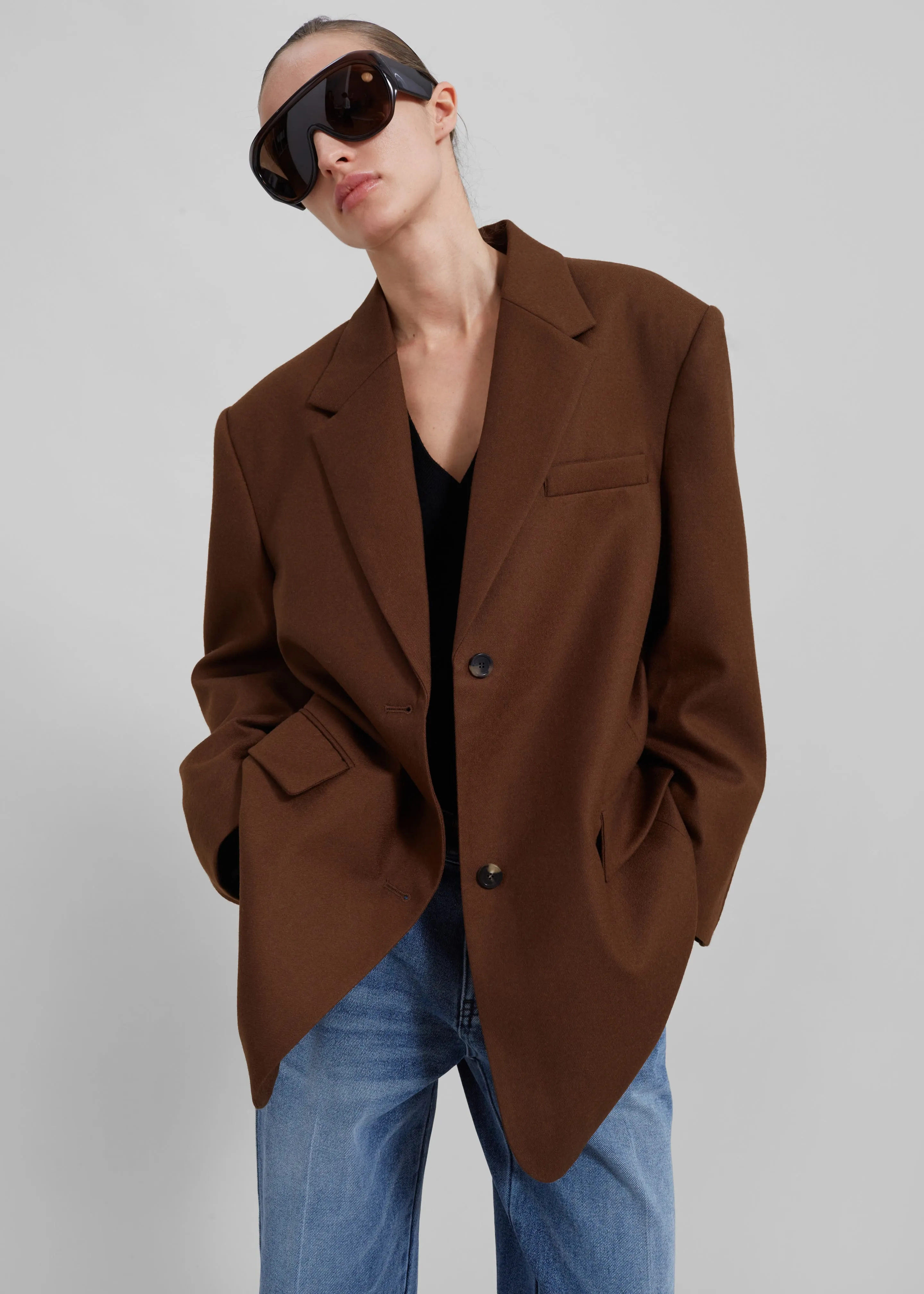 Silas Oversized Wool Blazer - Brown sold by Frankie Shop product image thumbnail 3