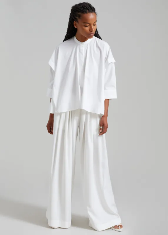 Tegan Cape Blouse - White made by Frankie Shop