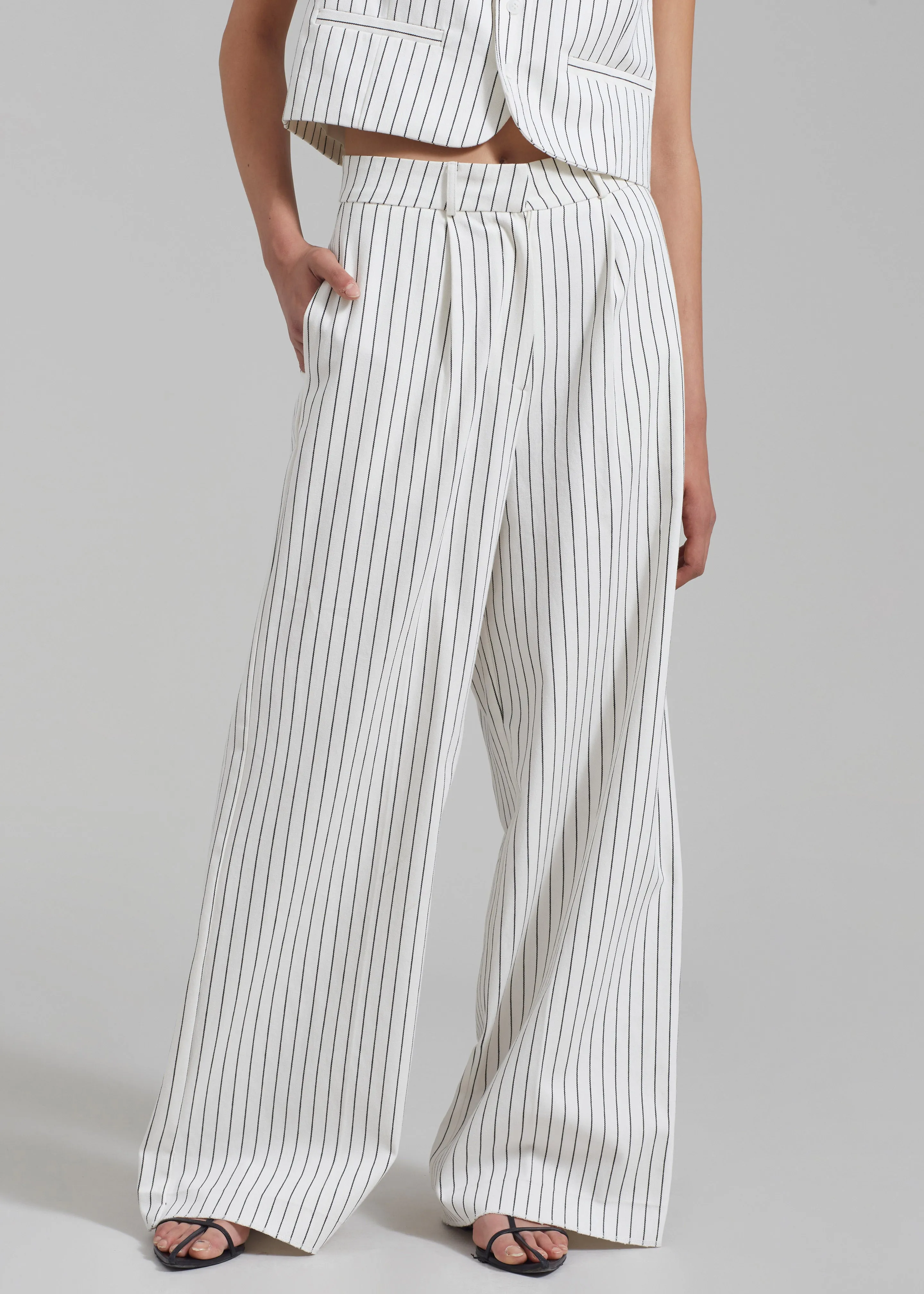Landry Wide Leg Trousers - White/Black Stripe sold by Frankie Shop product image thumbnail 3