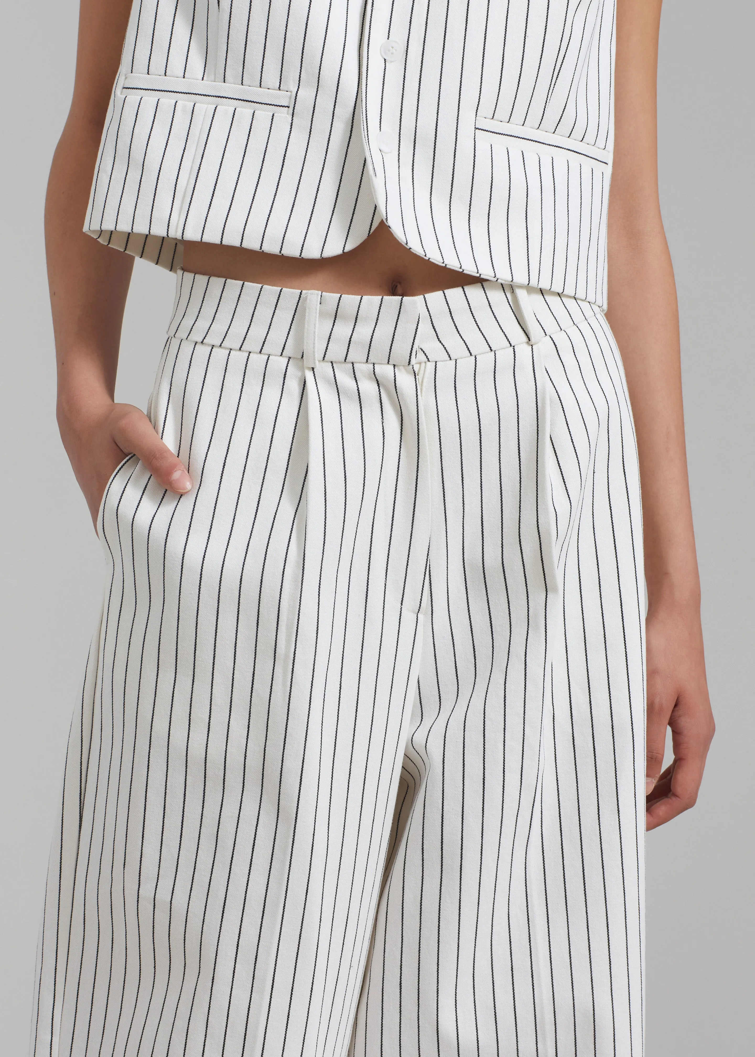 Landry Wide Leg Trousers - White/Black Stripe sold by Frankie Shop product image thumbnail 4
