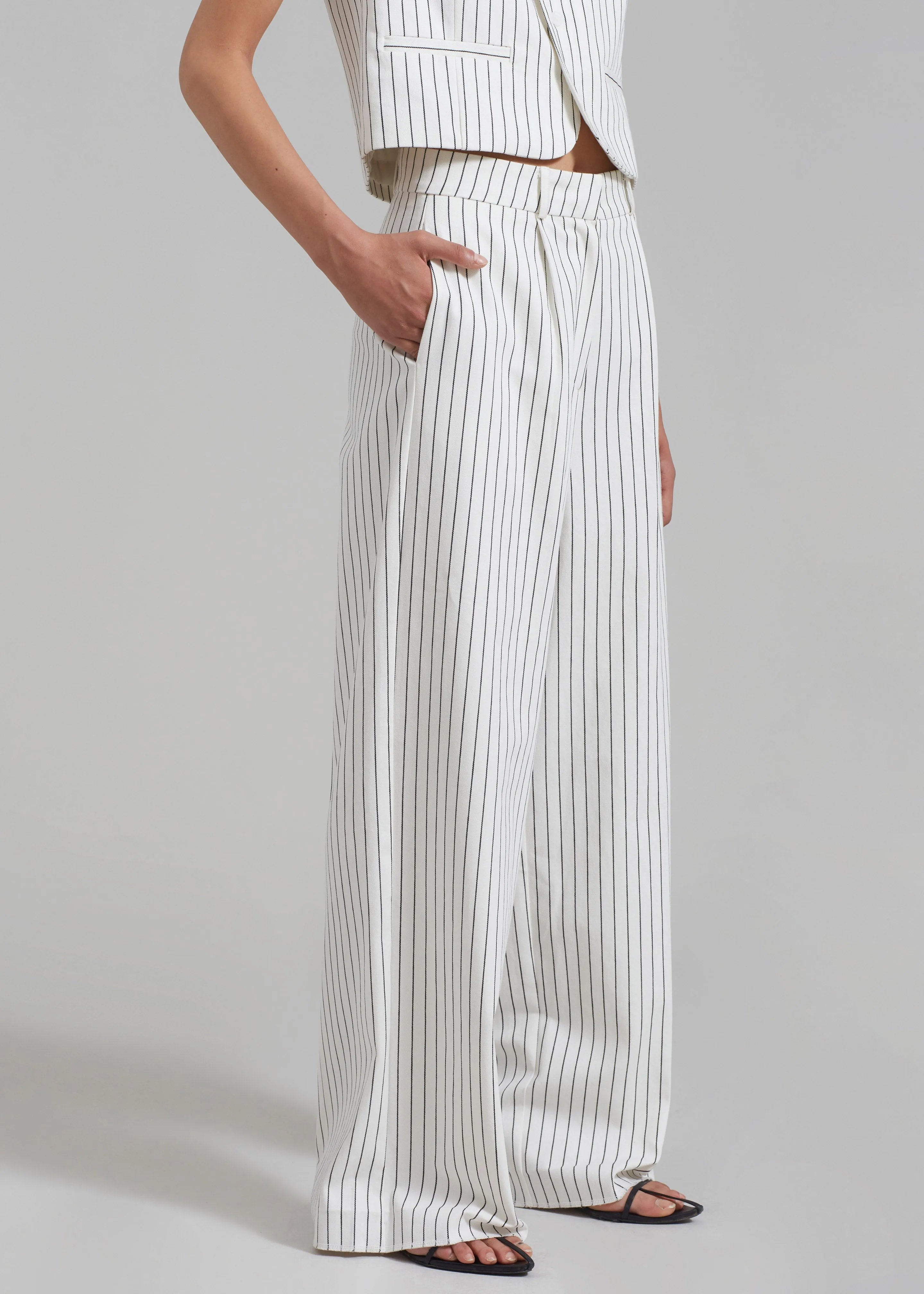 Landry Wide Leg Trousers - White/Black Stripe sold by Frankie Shop product image thumbnail 5