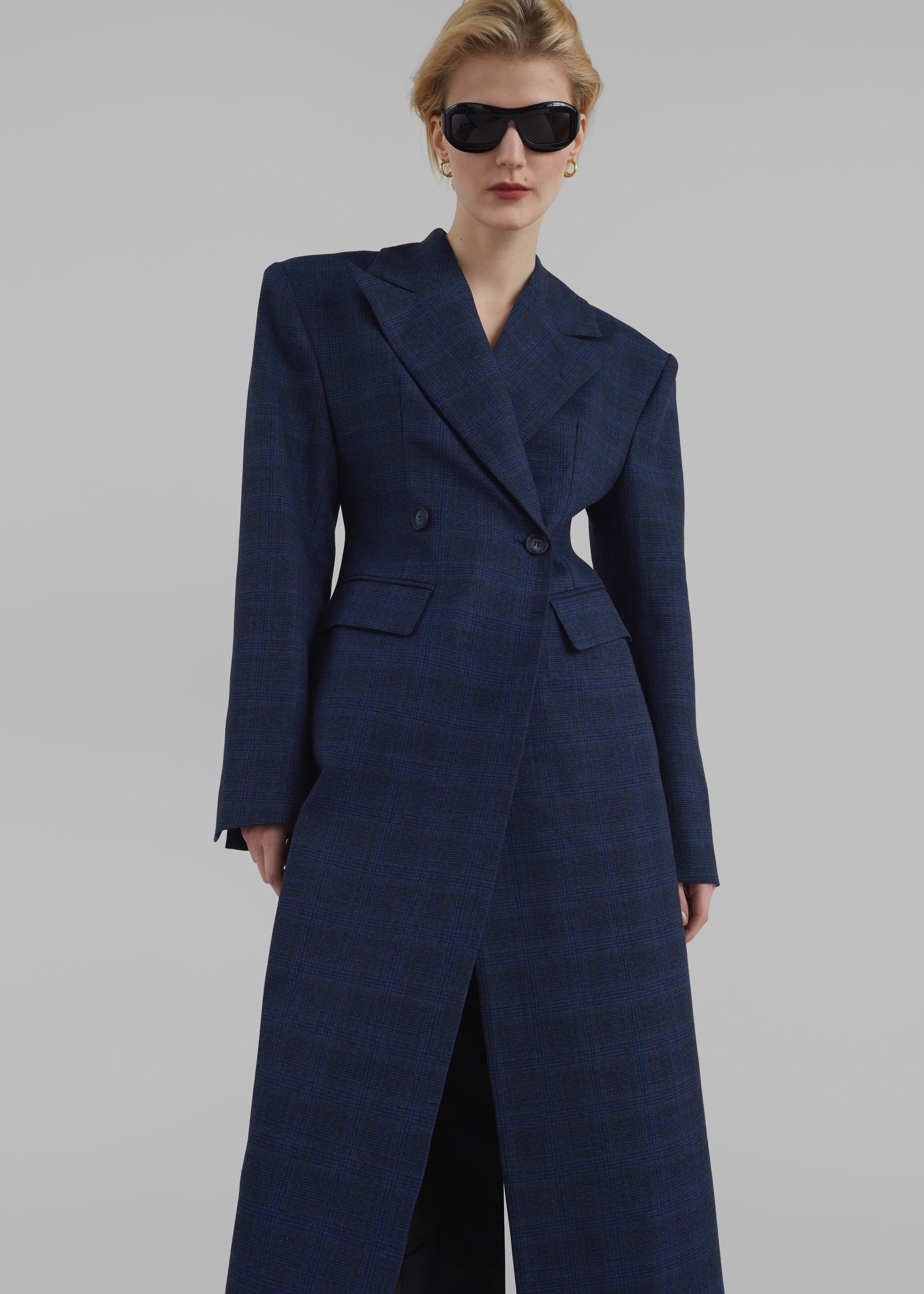 Linden Plaid Dress Coat - Navy sold by Frankie Shop product image thumbnail 4