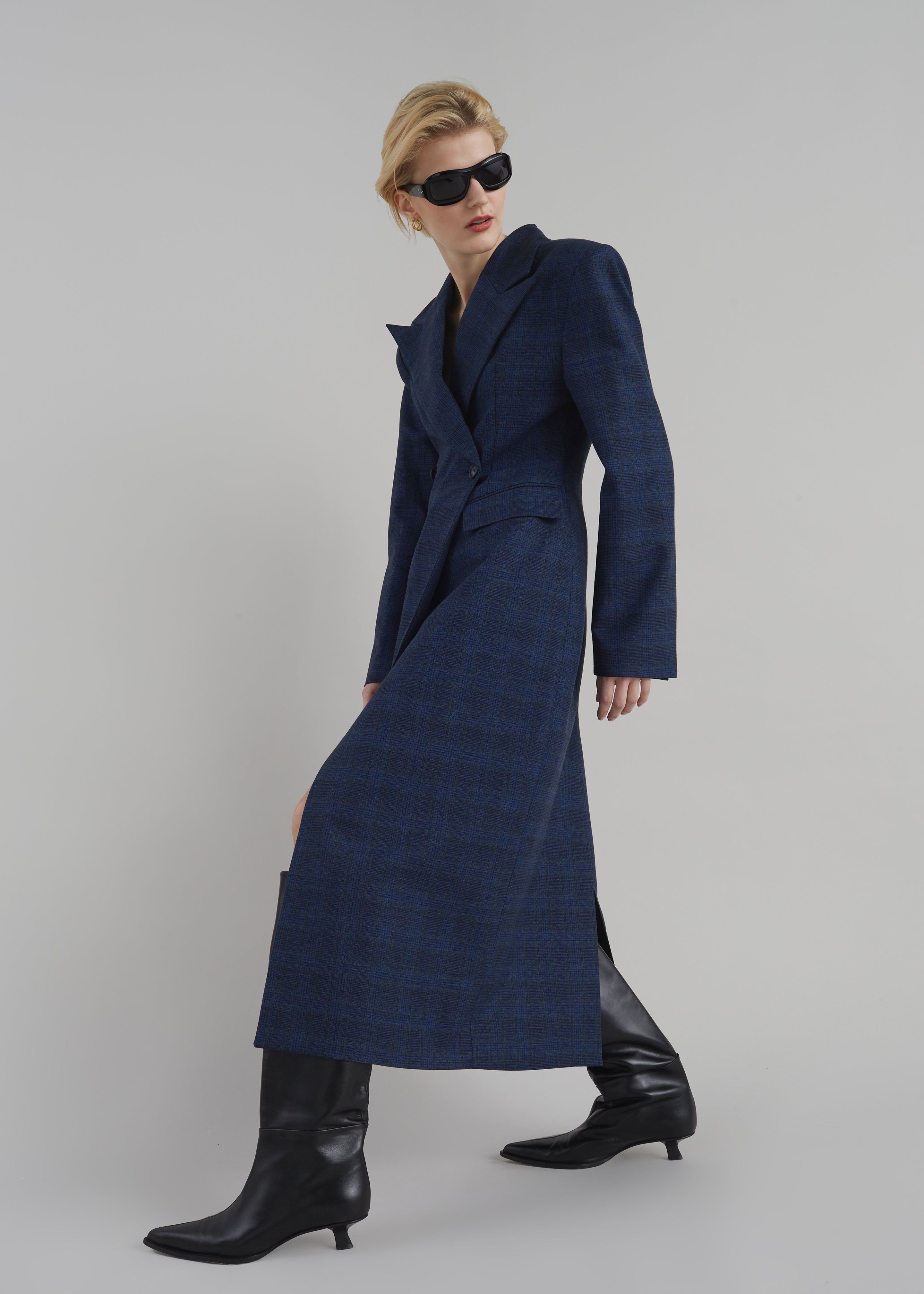 Linden Plaid Dress Coat - Navy sold by Frankie Shop product image thumbnail 3