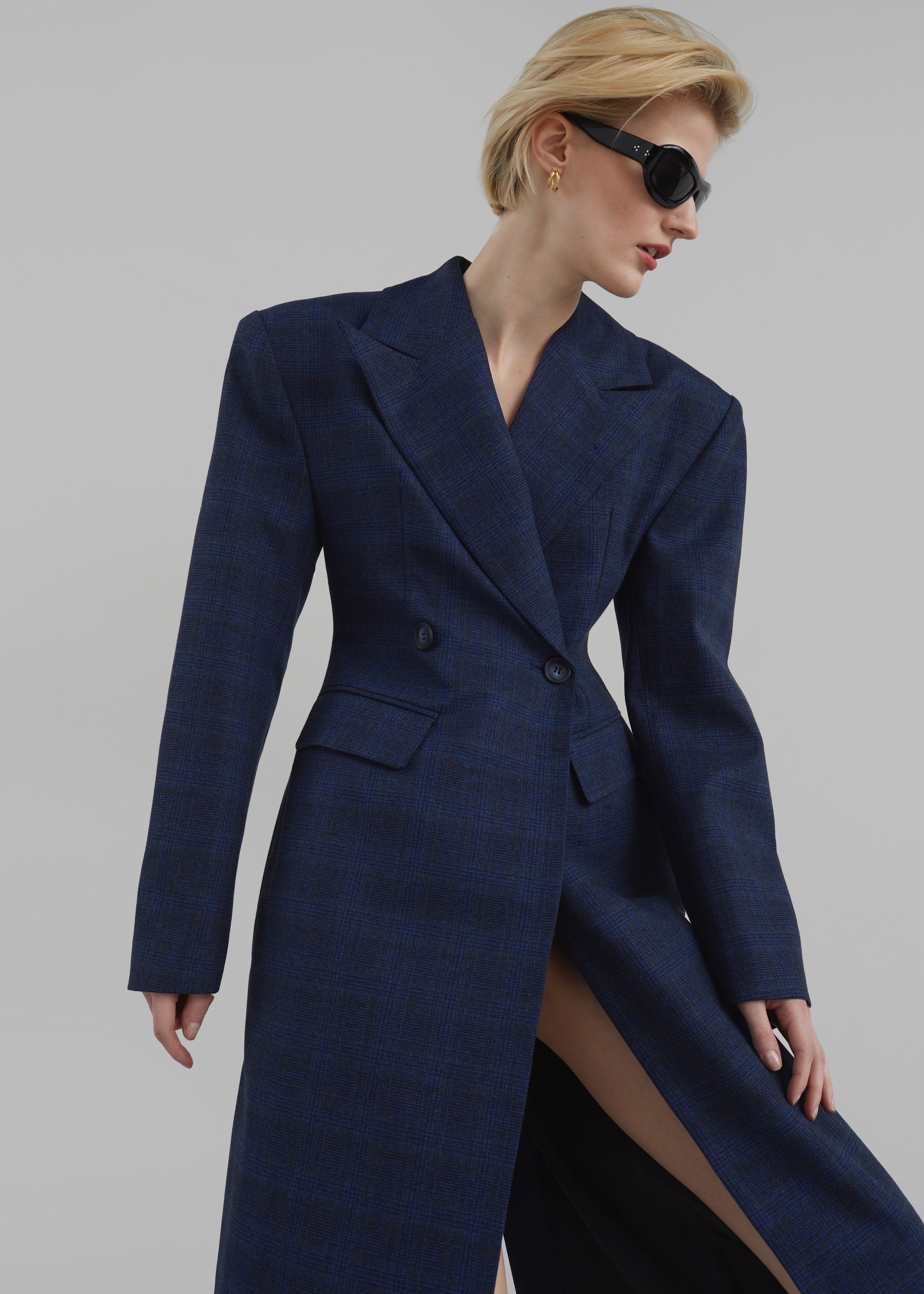 Linden Plaid Dress Coat - Navy sold by Frankie Shop product image thumbnail 2