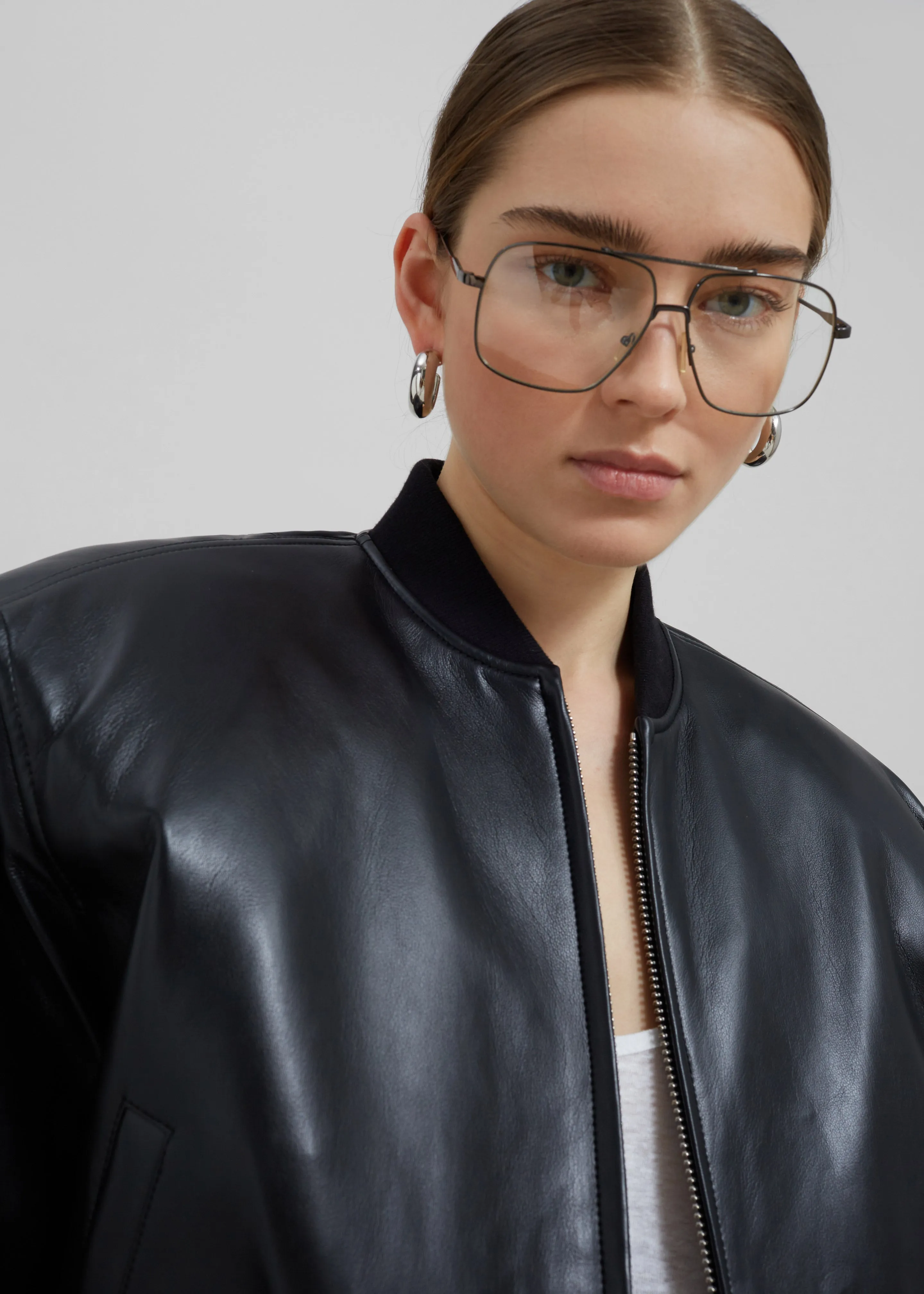Micky Faux Leather Cropped Bomber - Black sold by Frankie Shop product image thumbnail 5