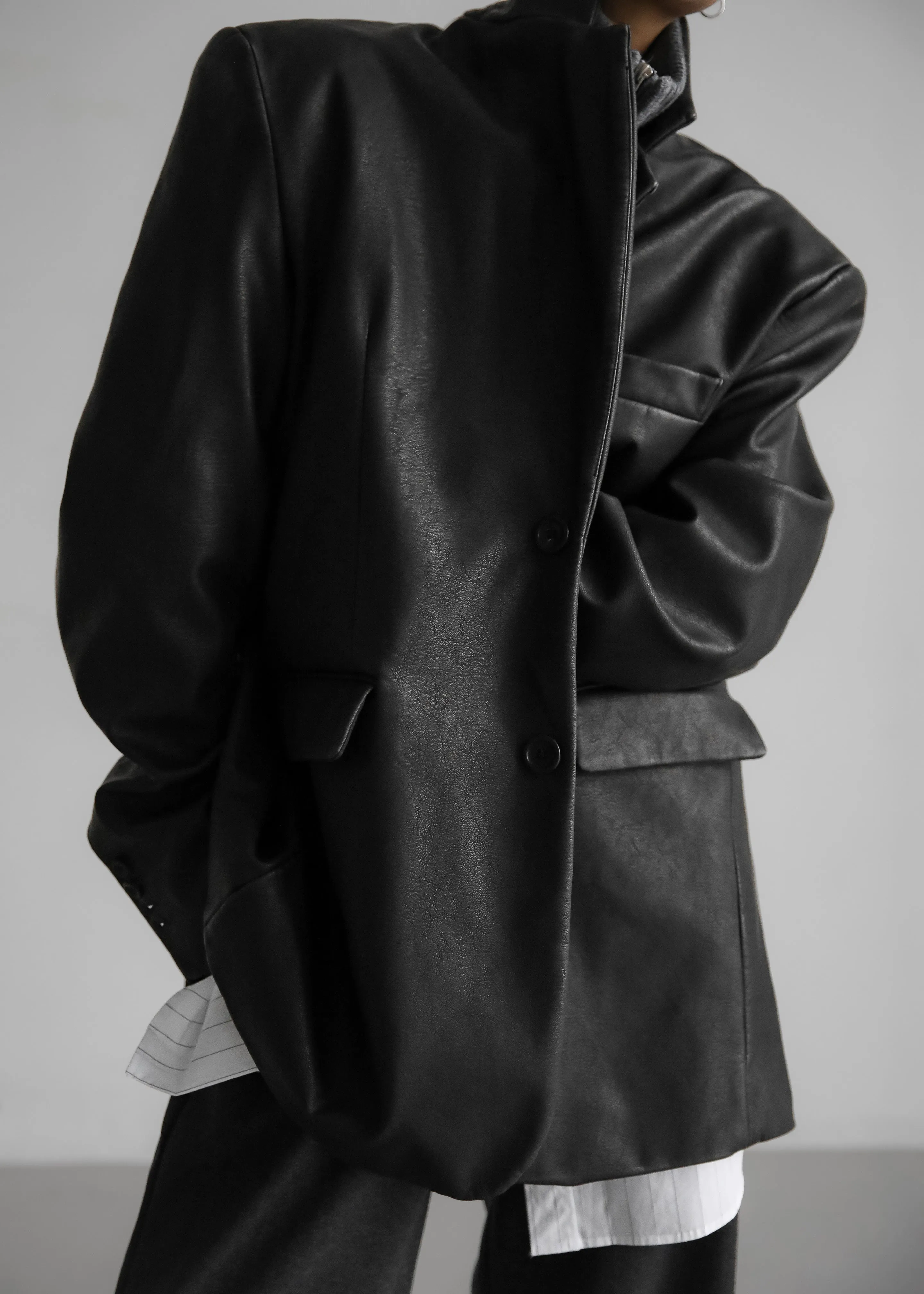 Kelso Faux Leather Blazer - Black sold by Frankie Shop