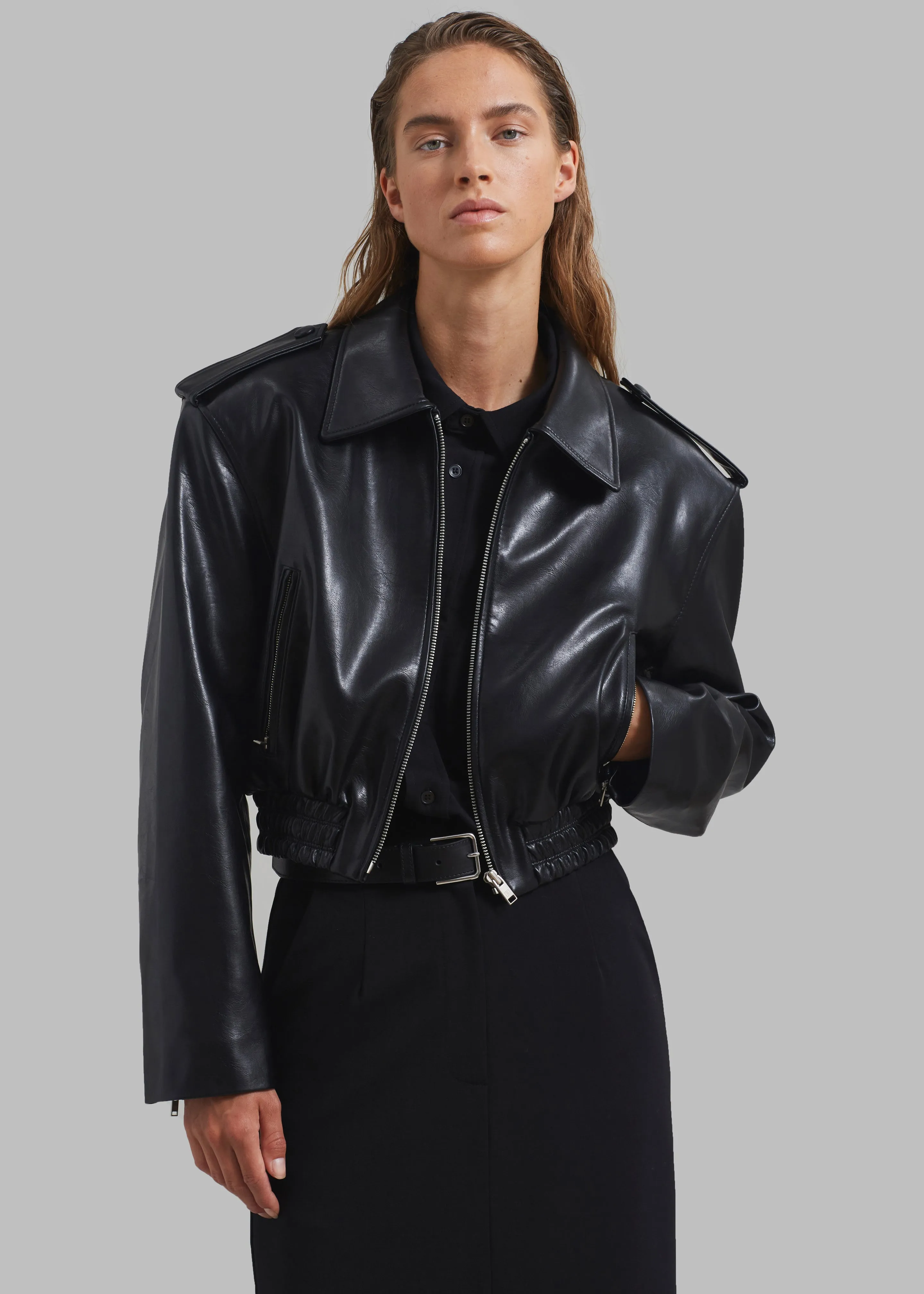 Kaia Cropped Bomber - Black sold by Frankie Shop