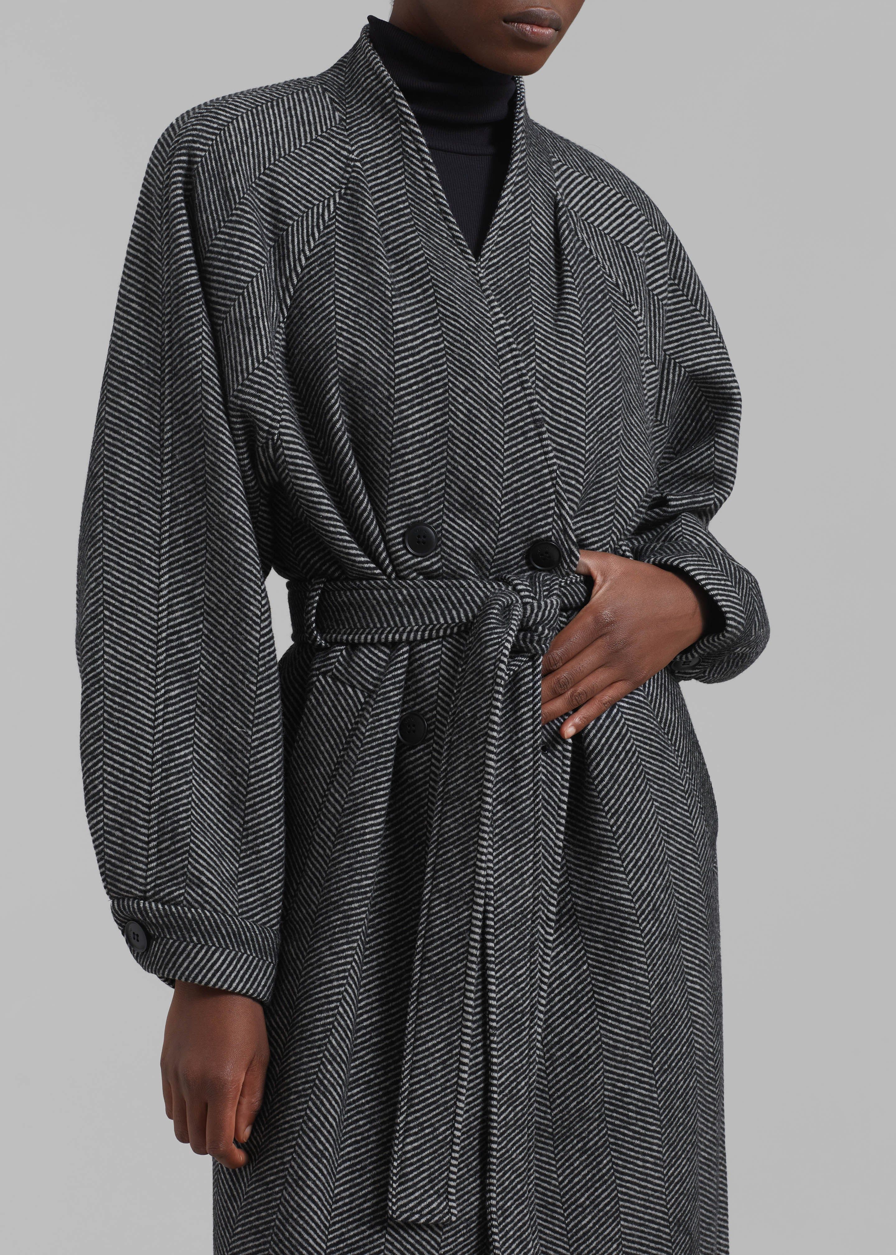 Gestuz FarrenGZ Maxi Coat - Black/White Herringbone sold by Frankie Shop product image thumbnail 5