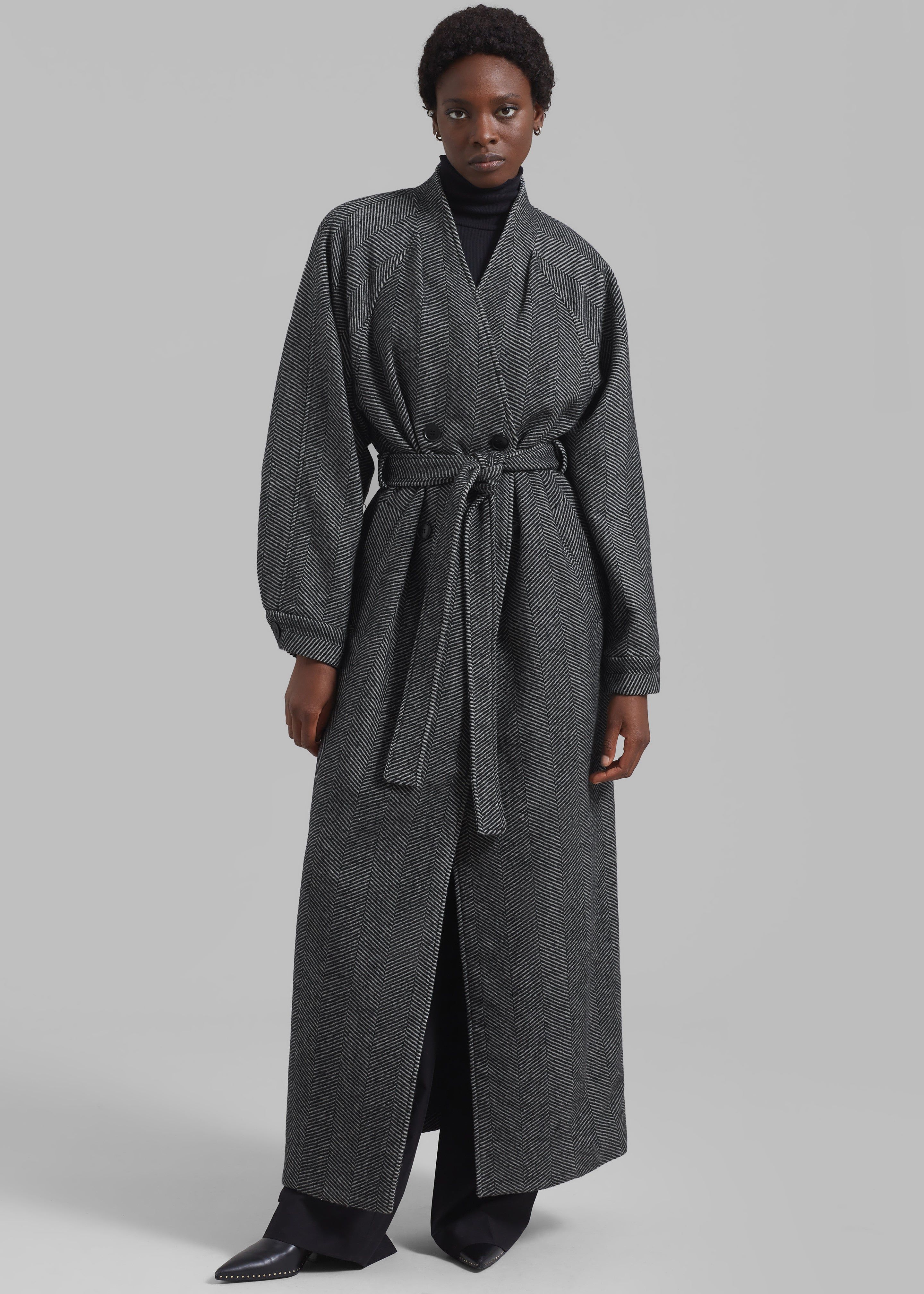 Gestuz FarrenGZ Maxi Coat - Black/White Herringbone sold by Frankie Shop product image thumbnail 3