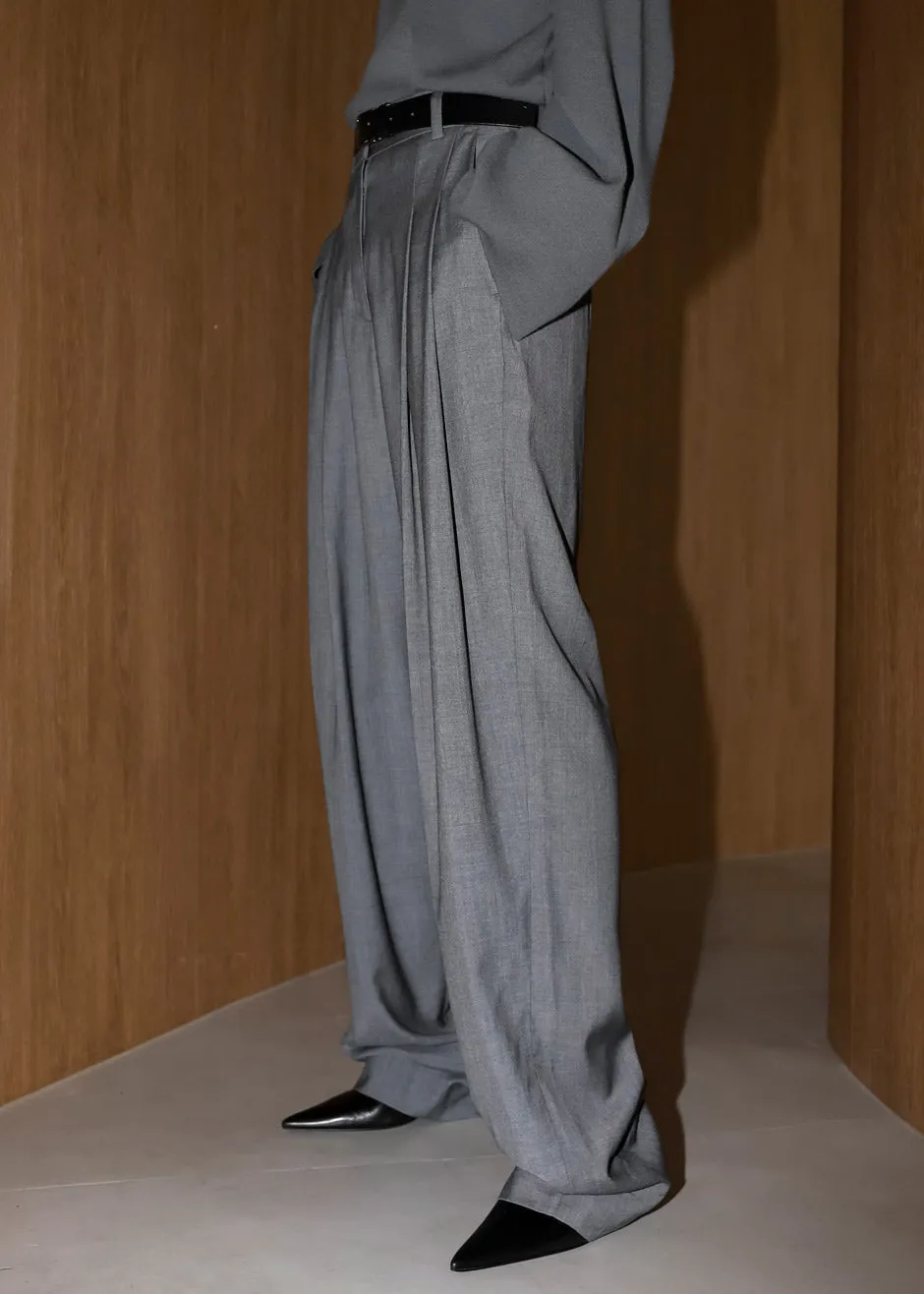 Gelso Pleated Trousers - Dark Grey Melange sold by Frankie Shop product image thumbnail 4