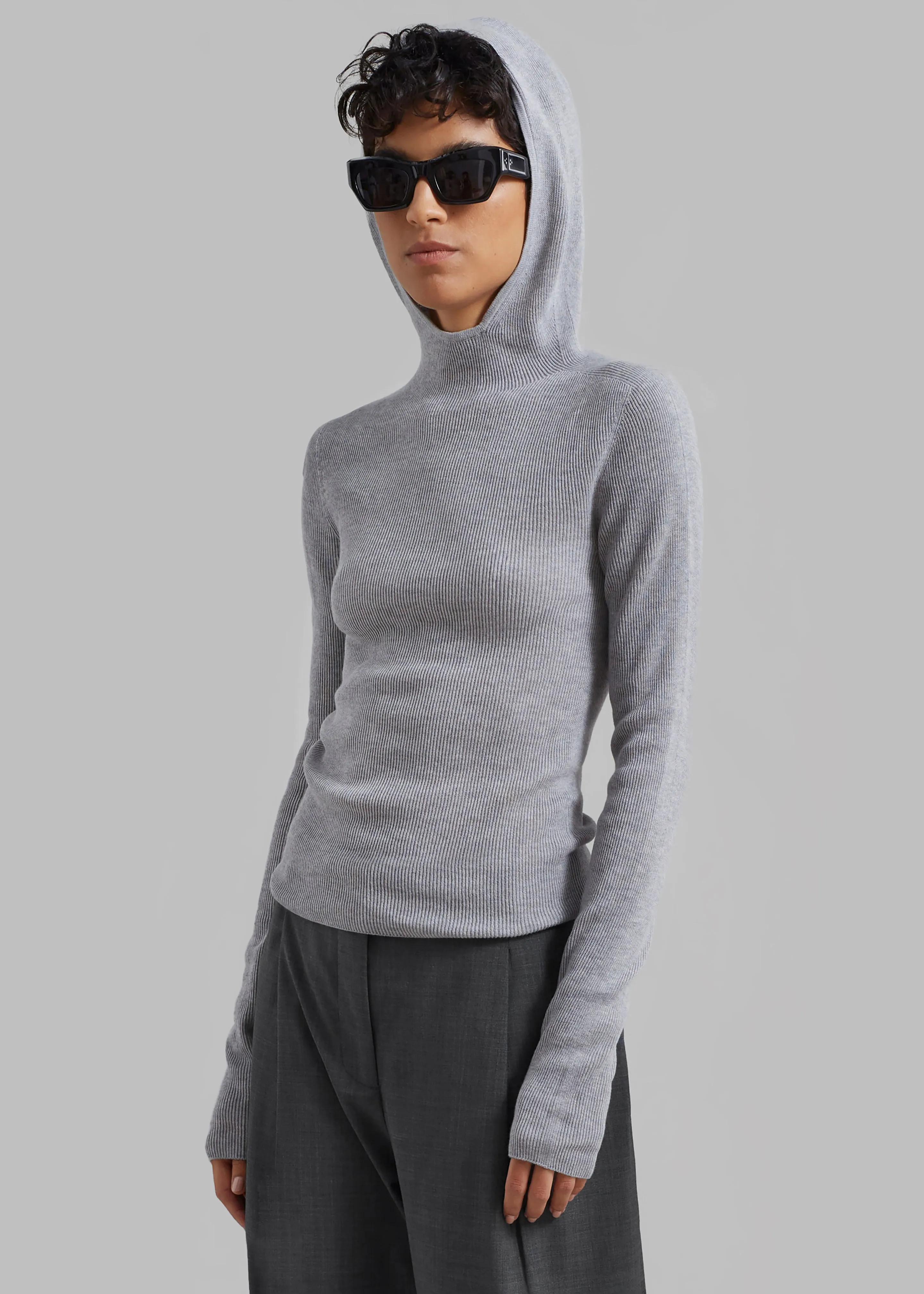 Brandi Knit Hoodie Top - Grey sold by Frankie Shop product image thumbnail 2