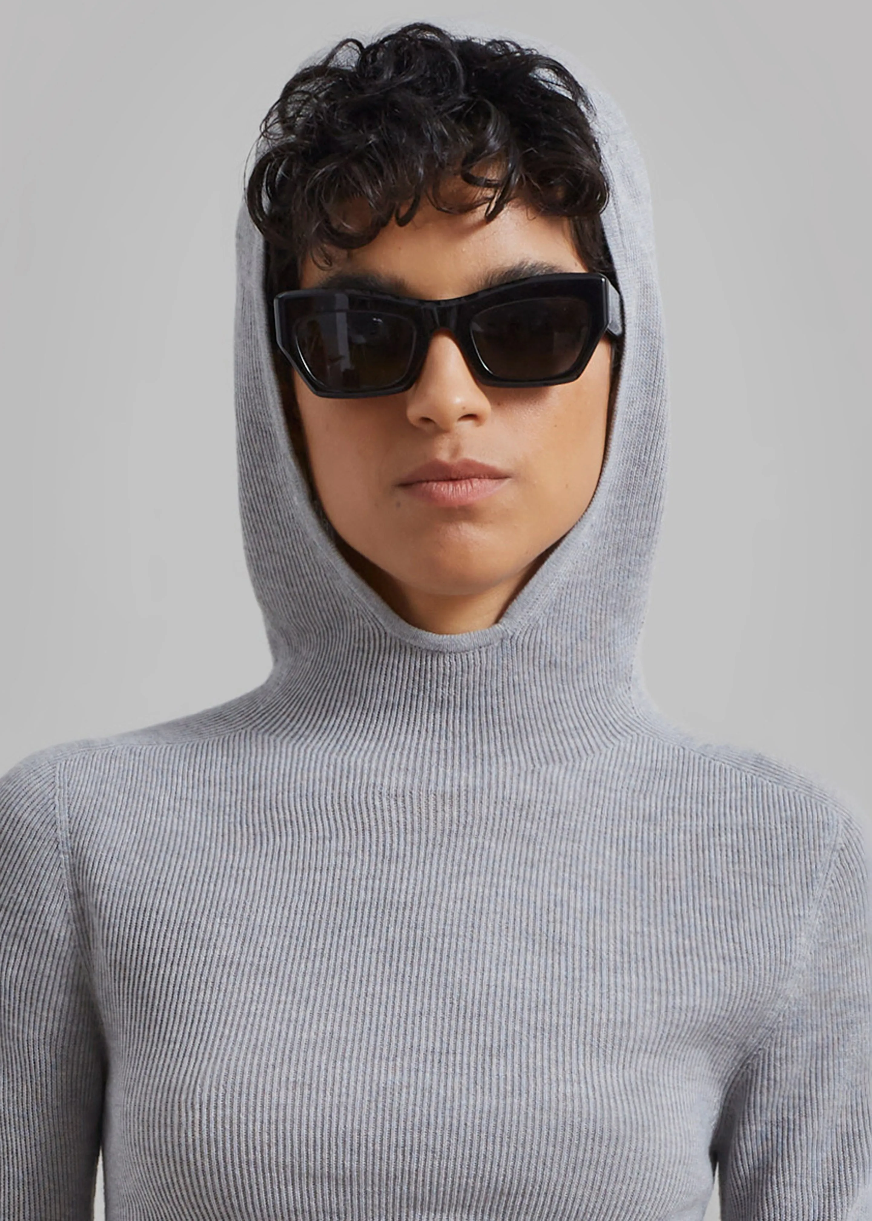 Brandi Knit Hoodie Top - Grey sold by Frankie Shop product image thumbnail 3