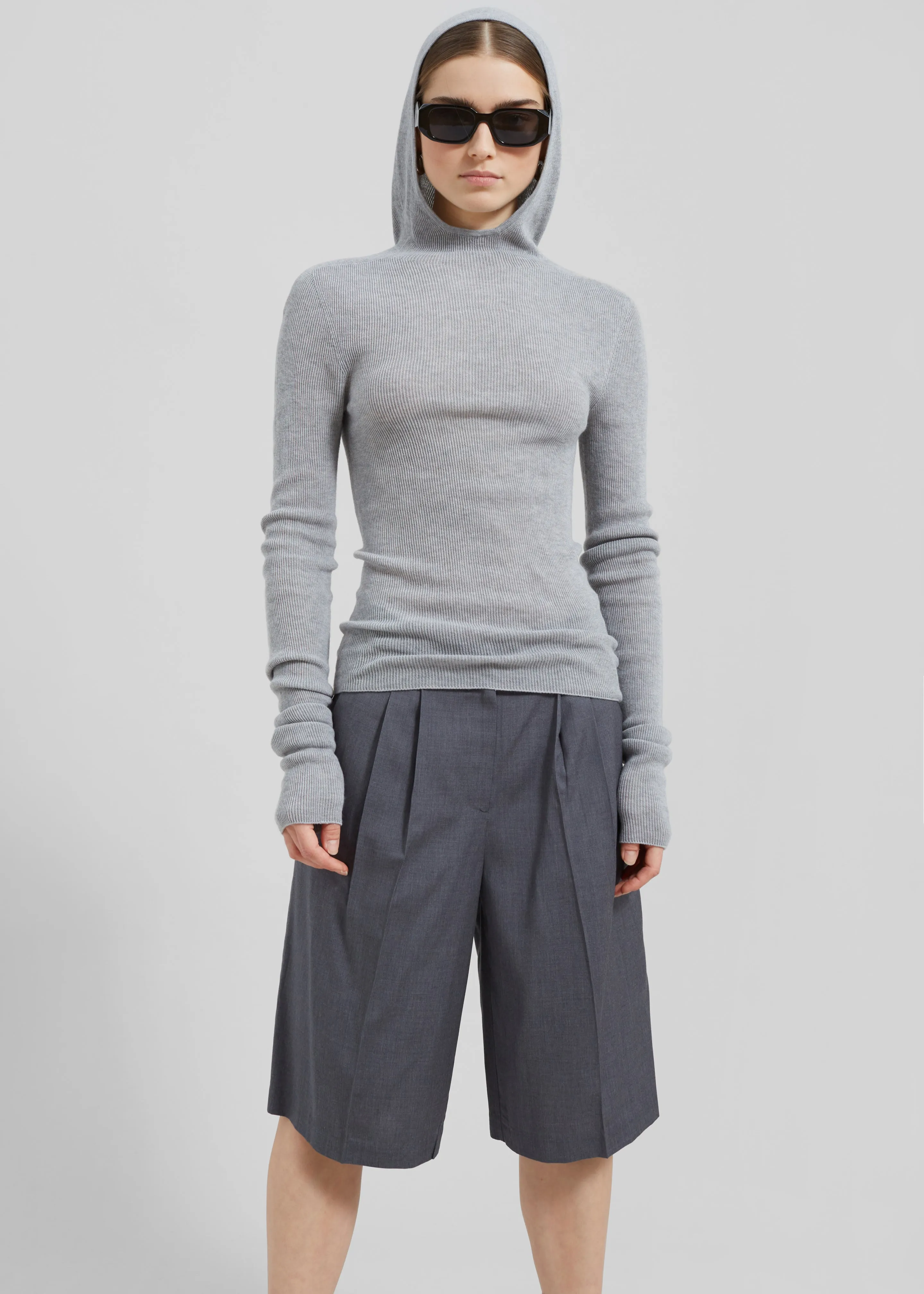 Brandi Knit Hoodie Top - Grey sold by Frankie Shop product image thumbnail 5