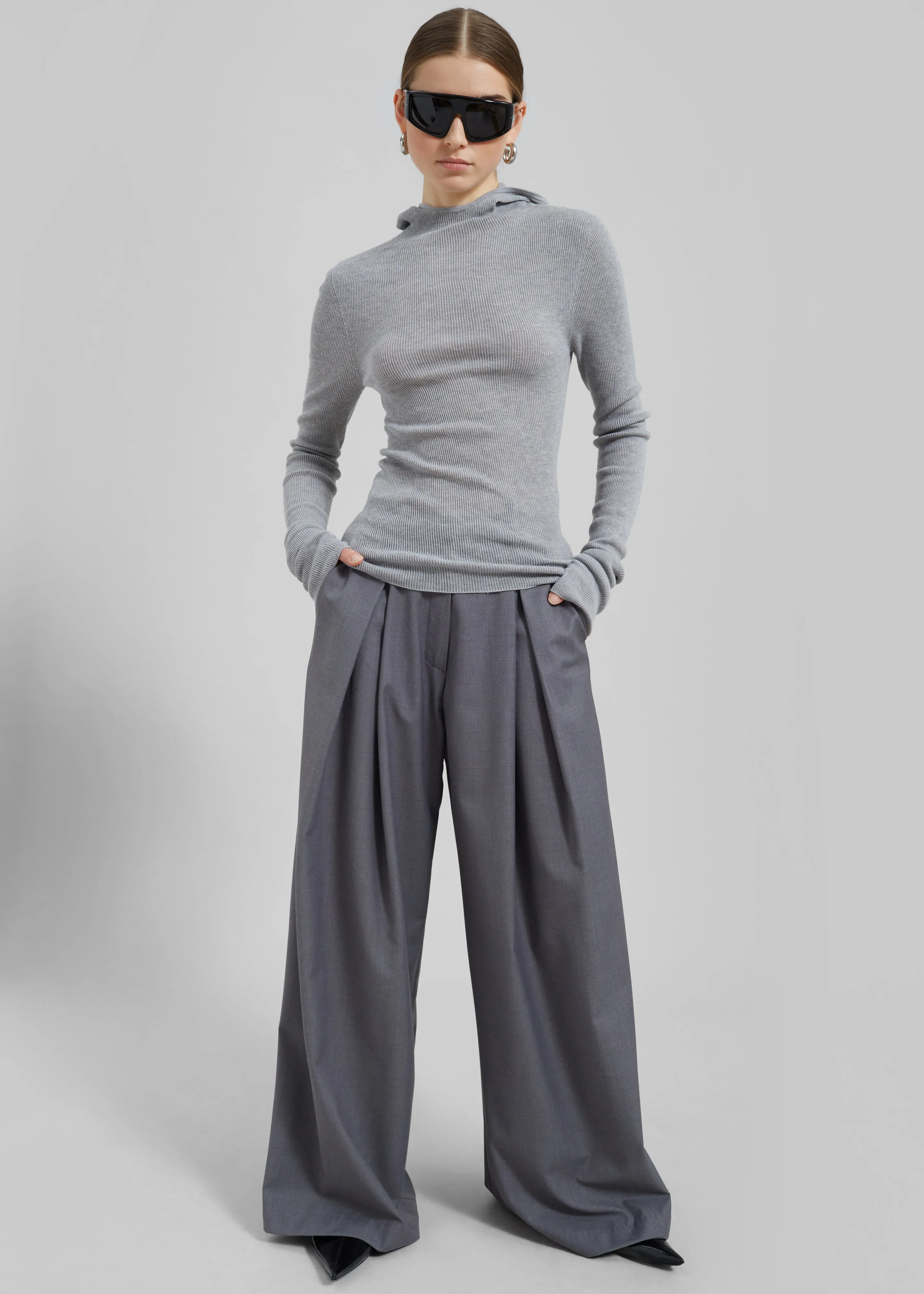 Brandi Knit Hoodie Top - Grey sold by Frankie Shop product image thumbnail 4