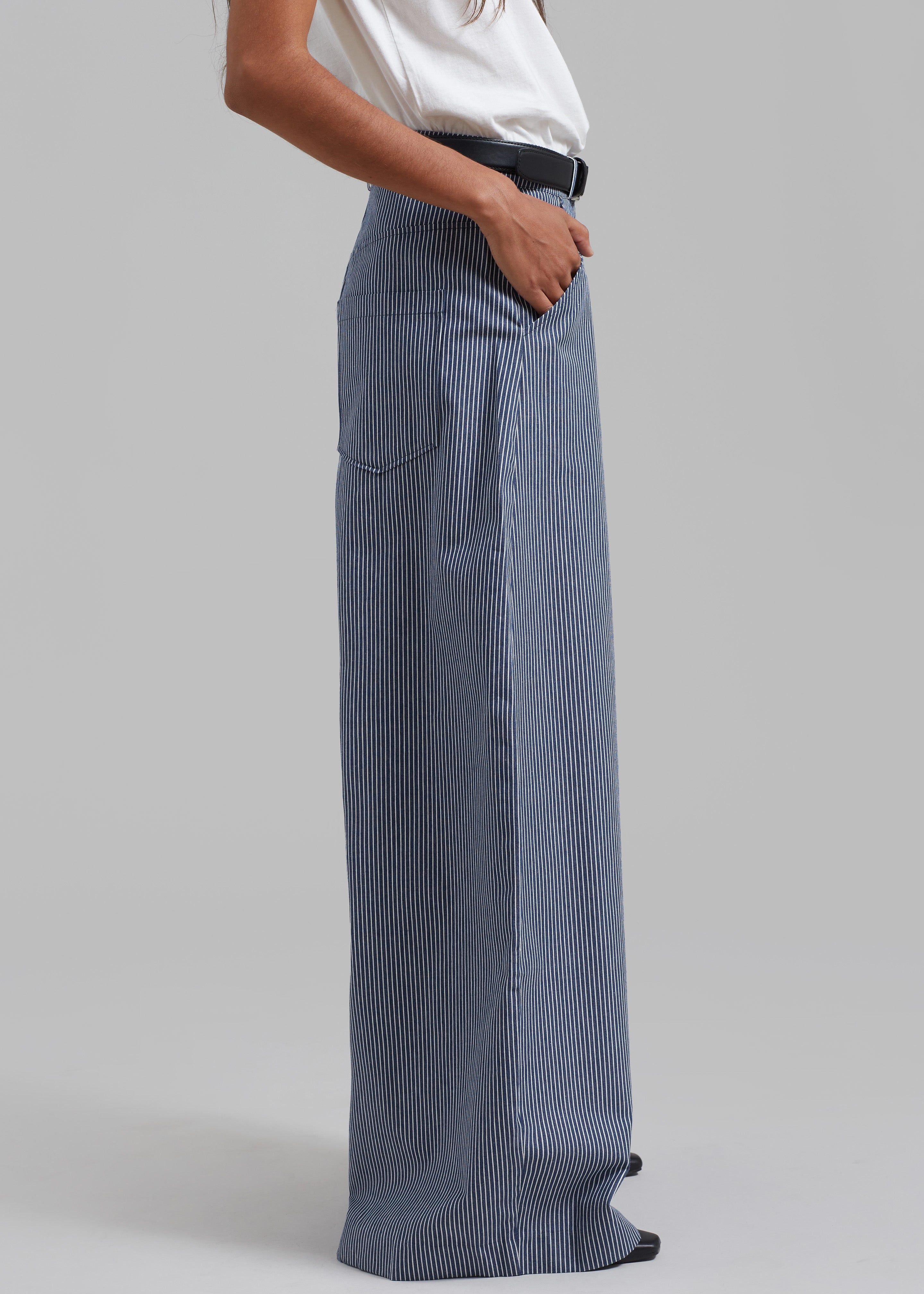 Rosalind Wide Leg Trousers - White Stripe sold by Frankie Shop product image thumbnail 4