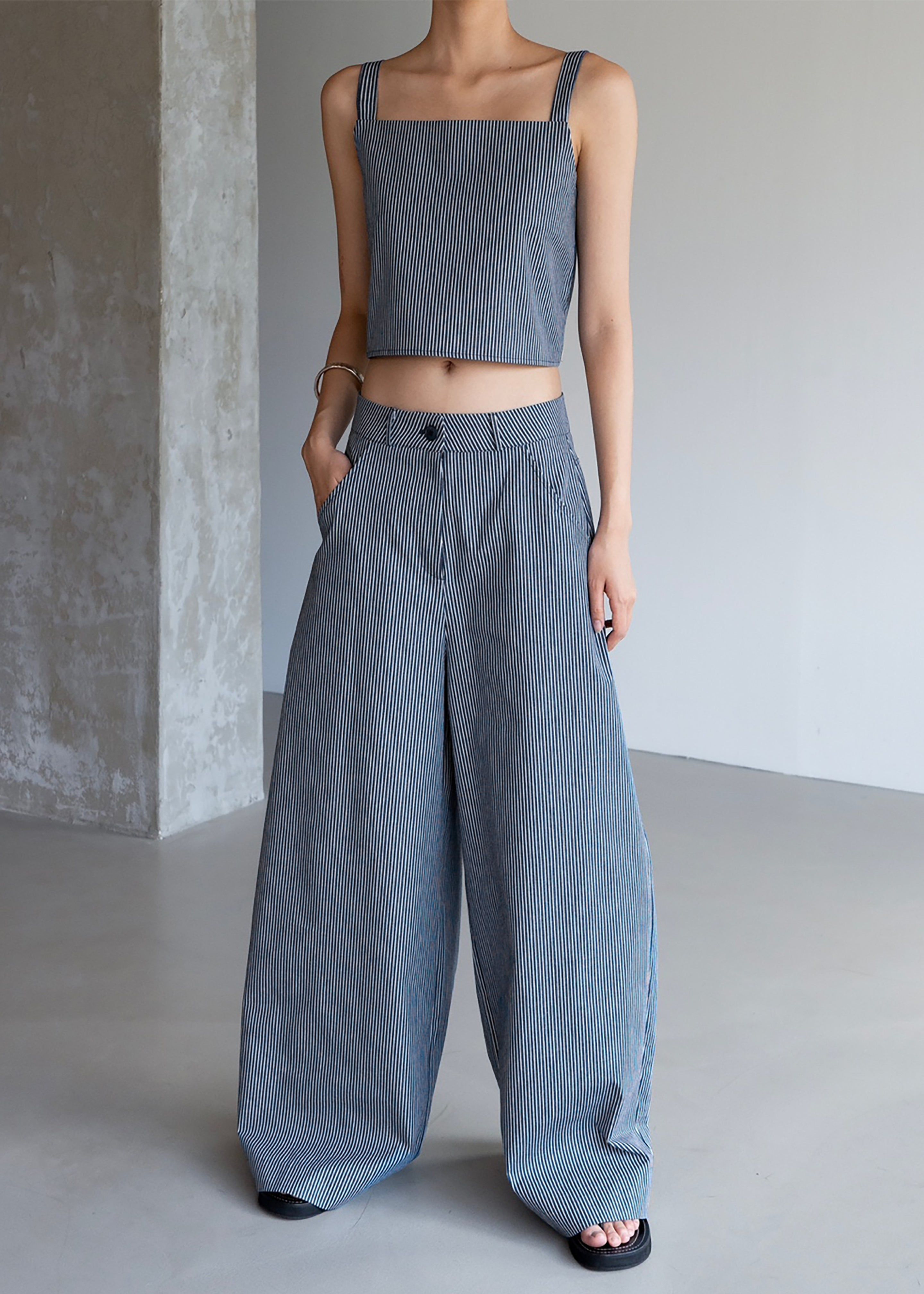 Rosalind Wide Leg Trousers - White Stripe sold by Frankie Shop product image thumbnail 6