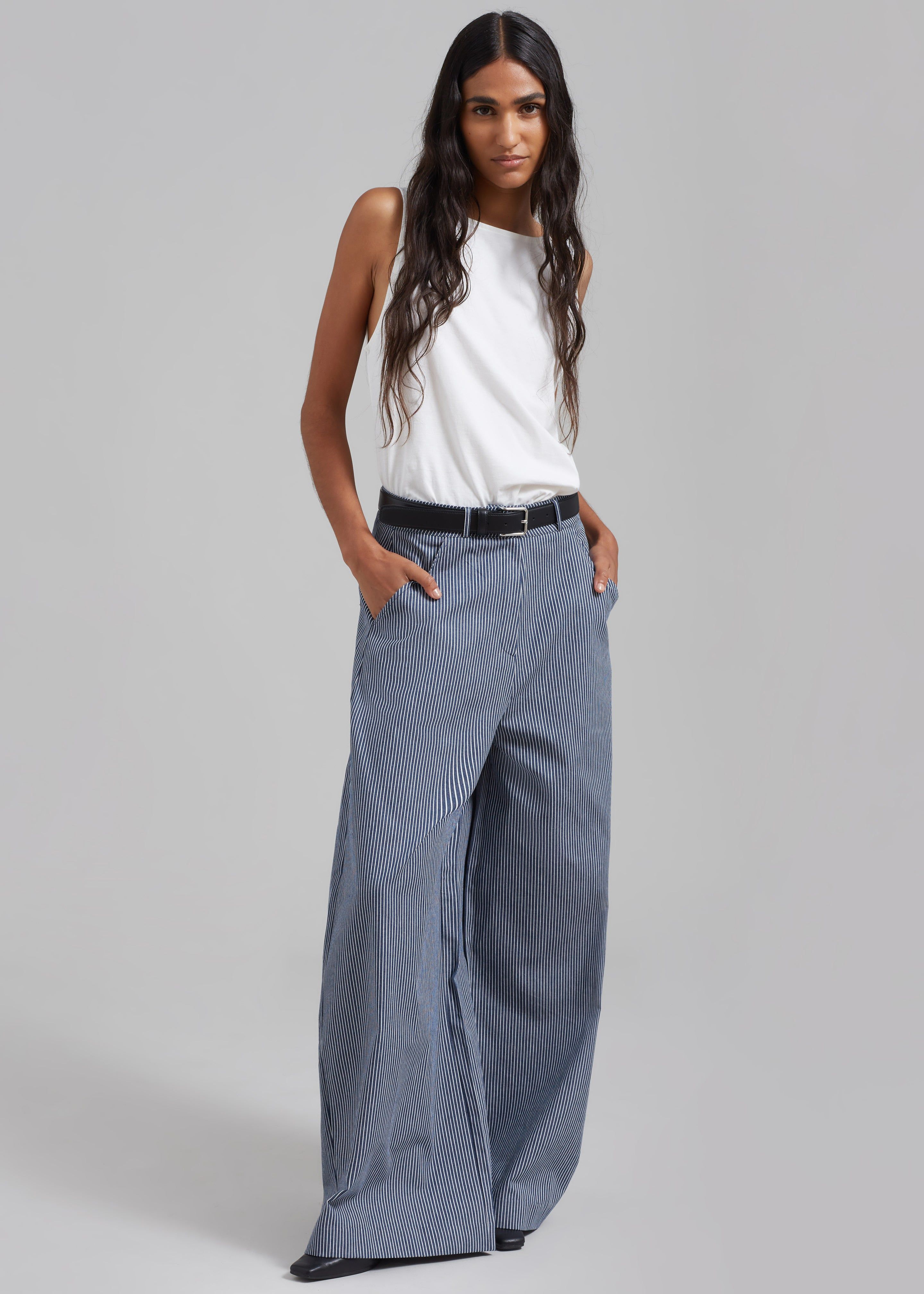 Rosalind Wide Leg Trousers - White Stripe sold by Frankie Shop product image thumbnail 2