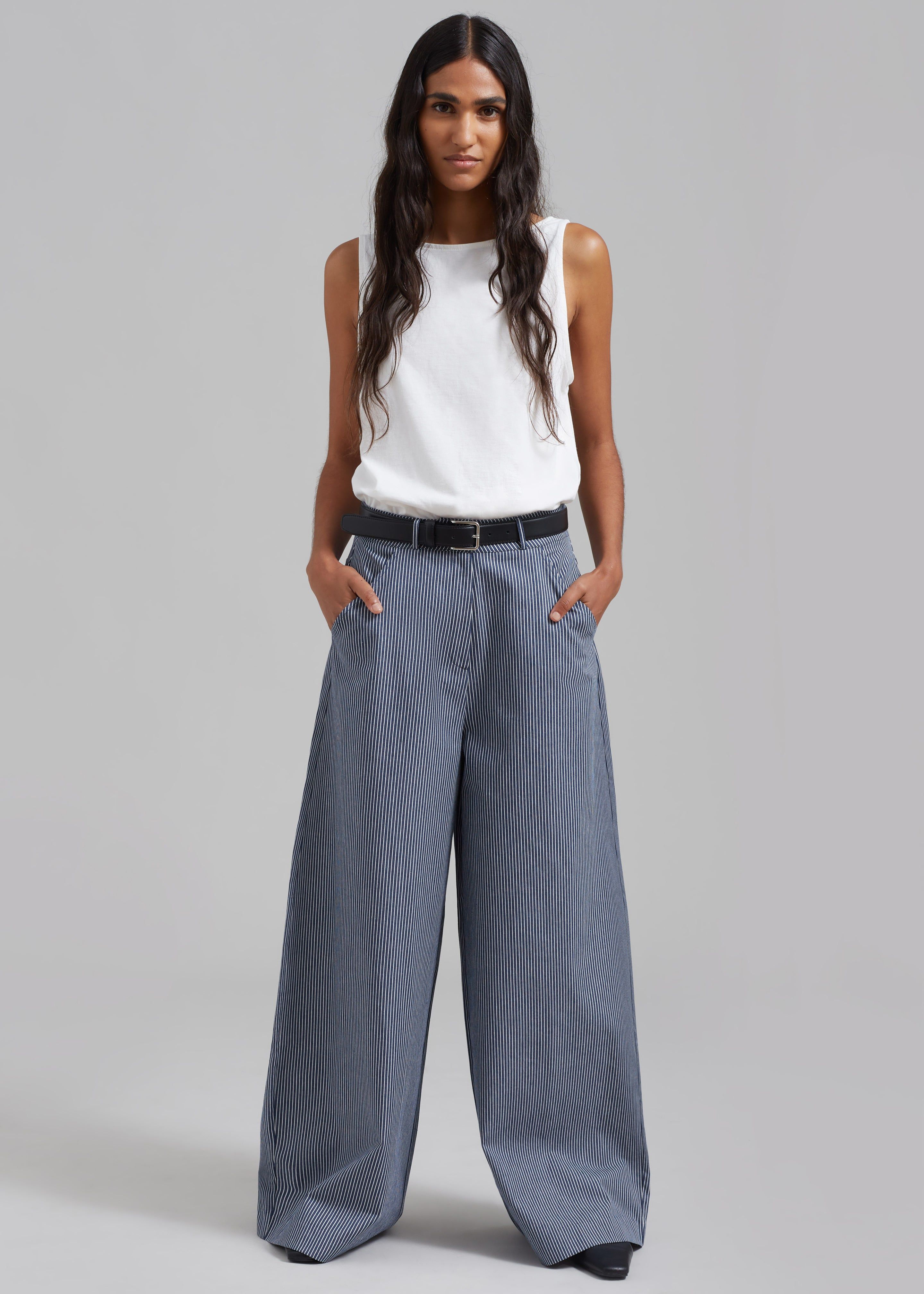 Rosalind Wide Leg Trousers - White Stripe sold by Frankie Shop product image thumbnail 13