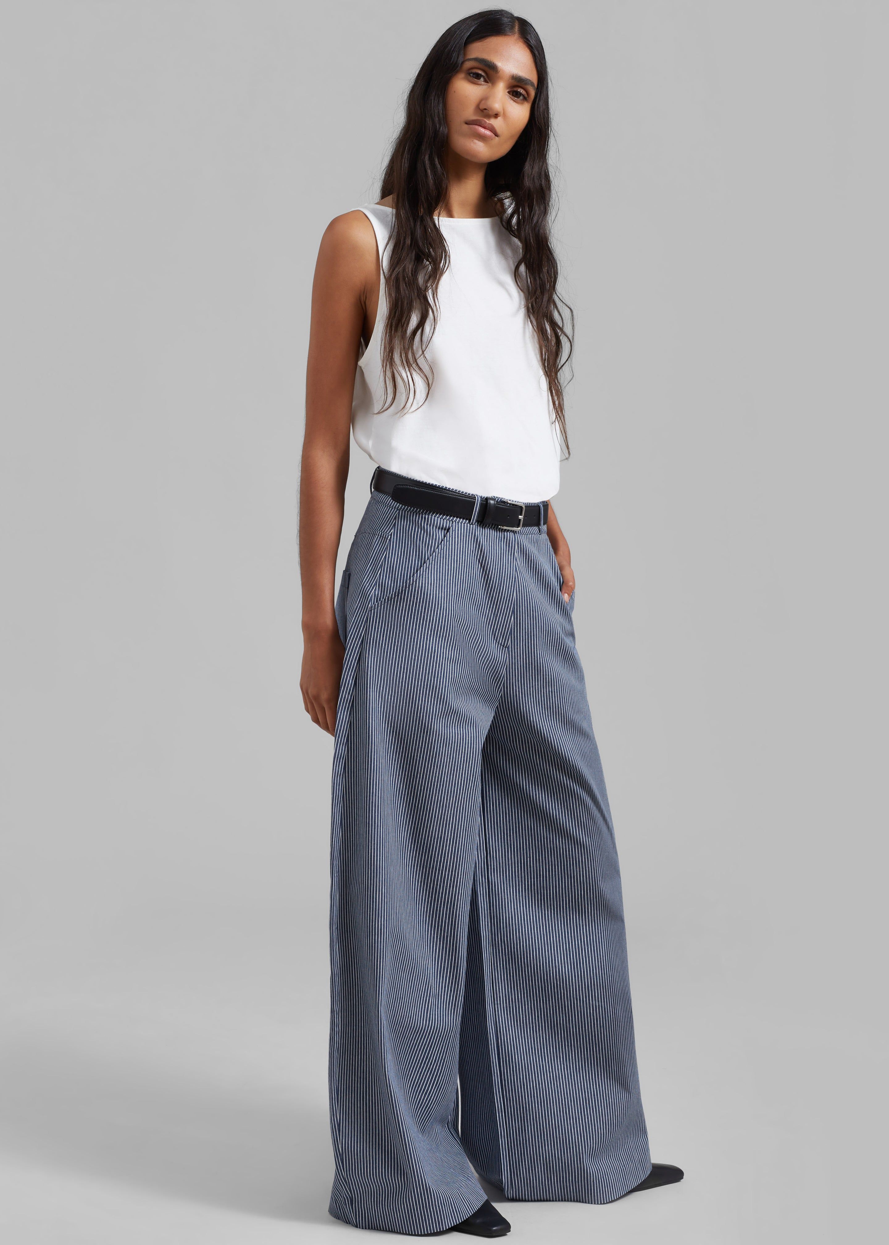 Rosalind Wide Leg Trousers - White Stripe sold by Frankie Shop product image thumbnail 5