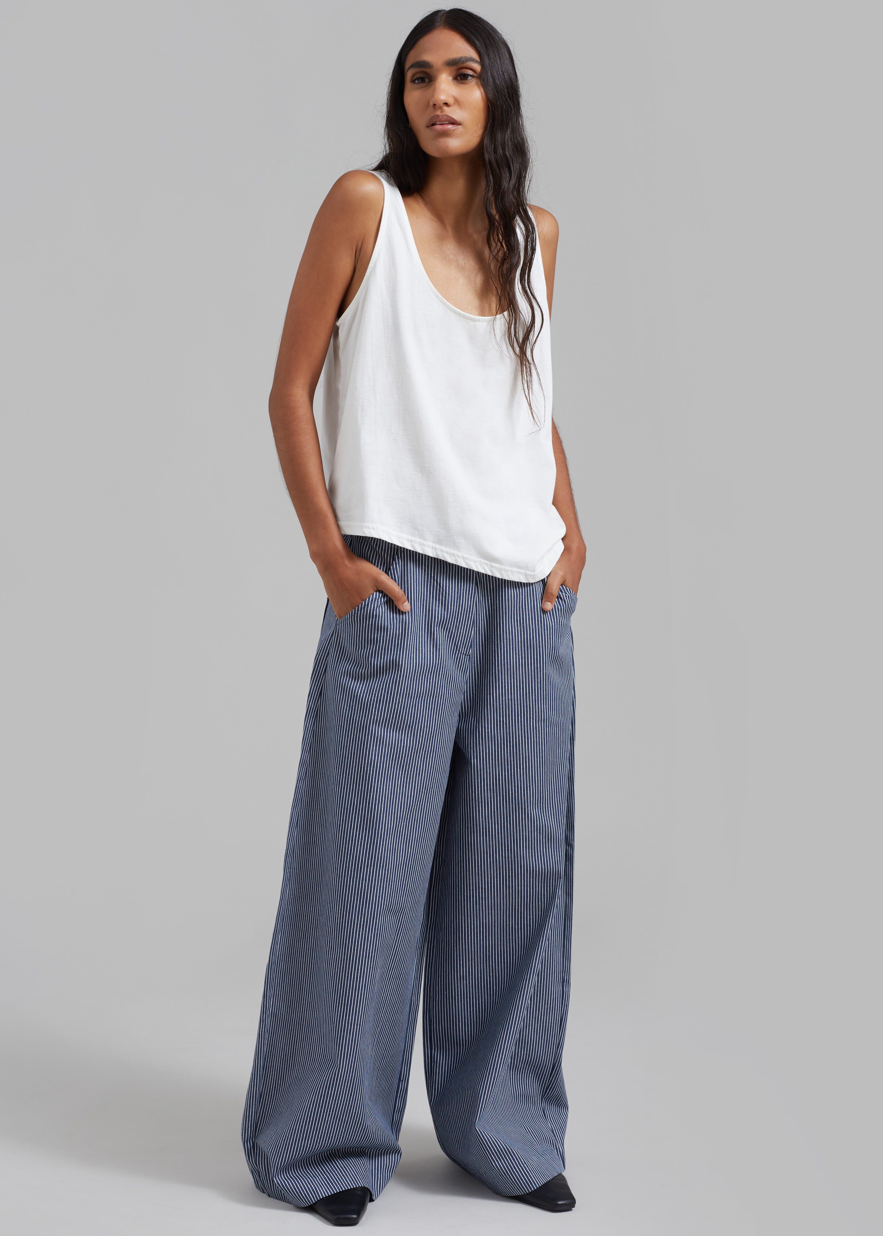 Rosalind Wide Leg Trousers - White Stripe sold by Frankie Shop product image thumbnail 12