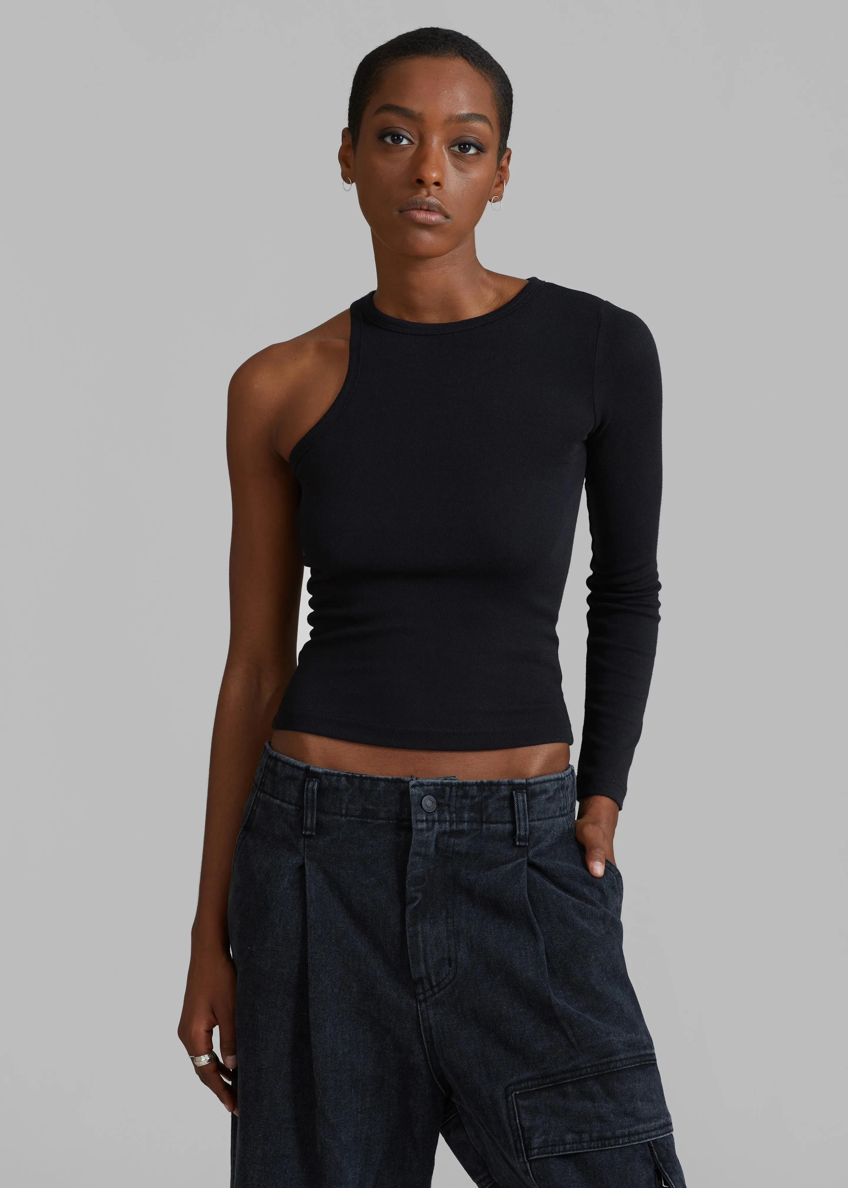 Jamie Asymmetric T-Shirt - Black sold by Frankie Shop