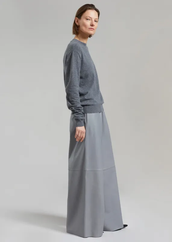 Sydney Wide Leather Pants - Grey sold by Frankie Shop