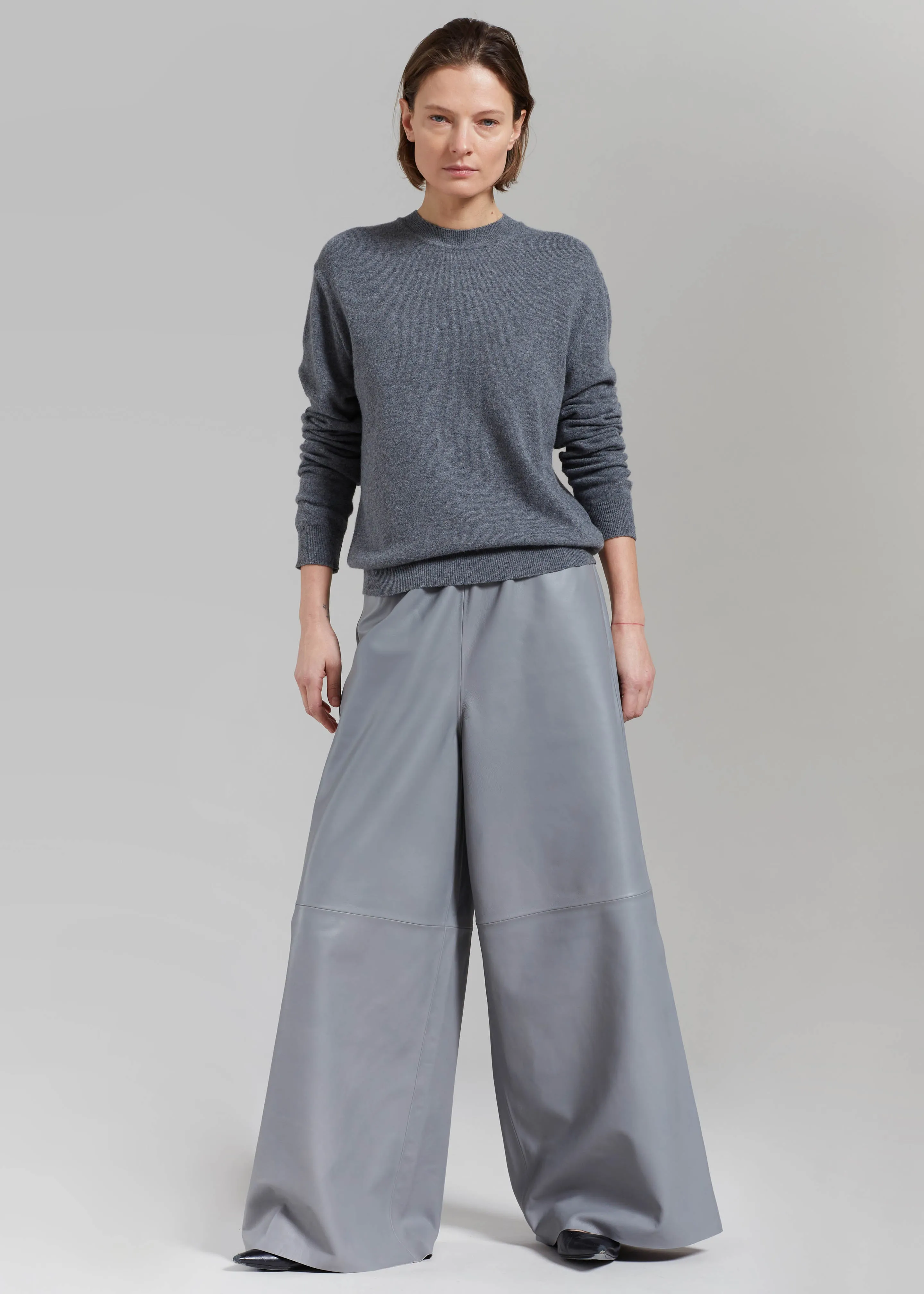 Sydney Wide Leather Pants - Grey sold by Frankie Shop product image thumbnail 5