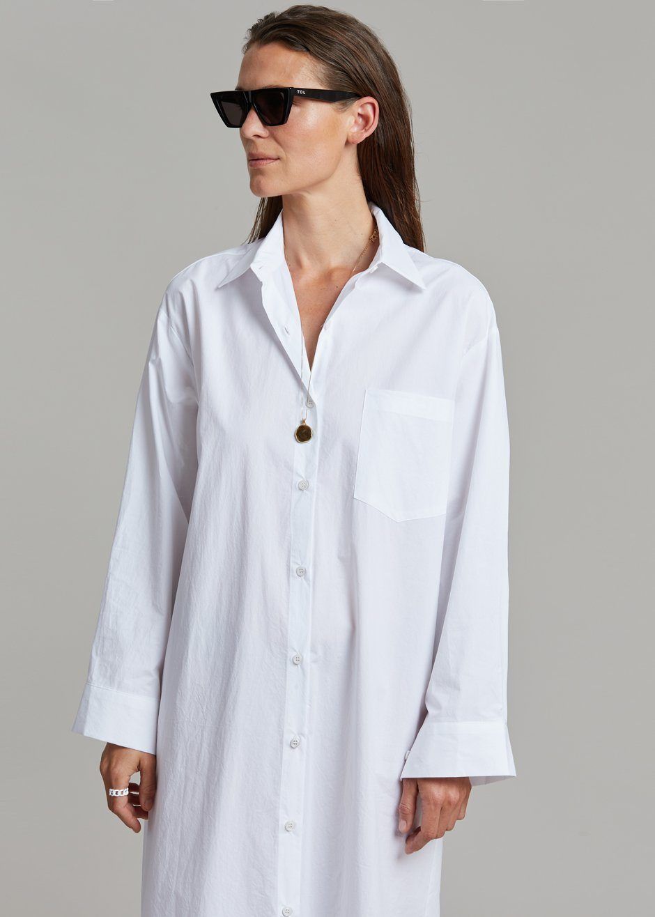 Cala Organic Cotton Shirt Dress - White sold by Frankie Shop product image thumbnail 5