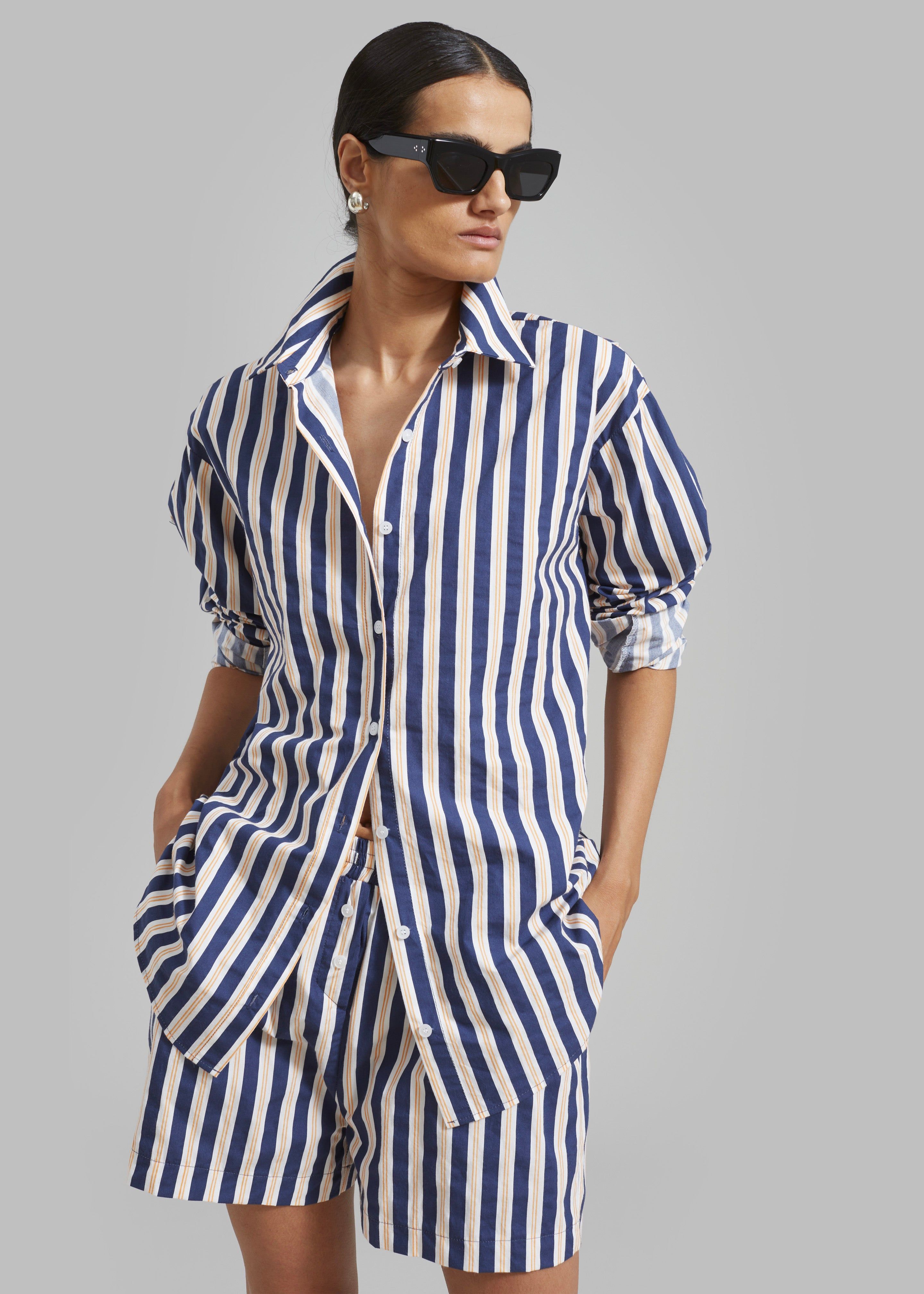 Juno Cotton Shirt - Navy Stripe sold by Frankie Shop product image thumbnail 2
