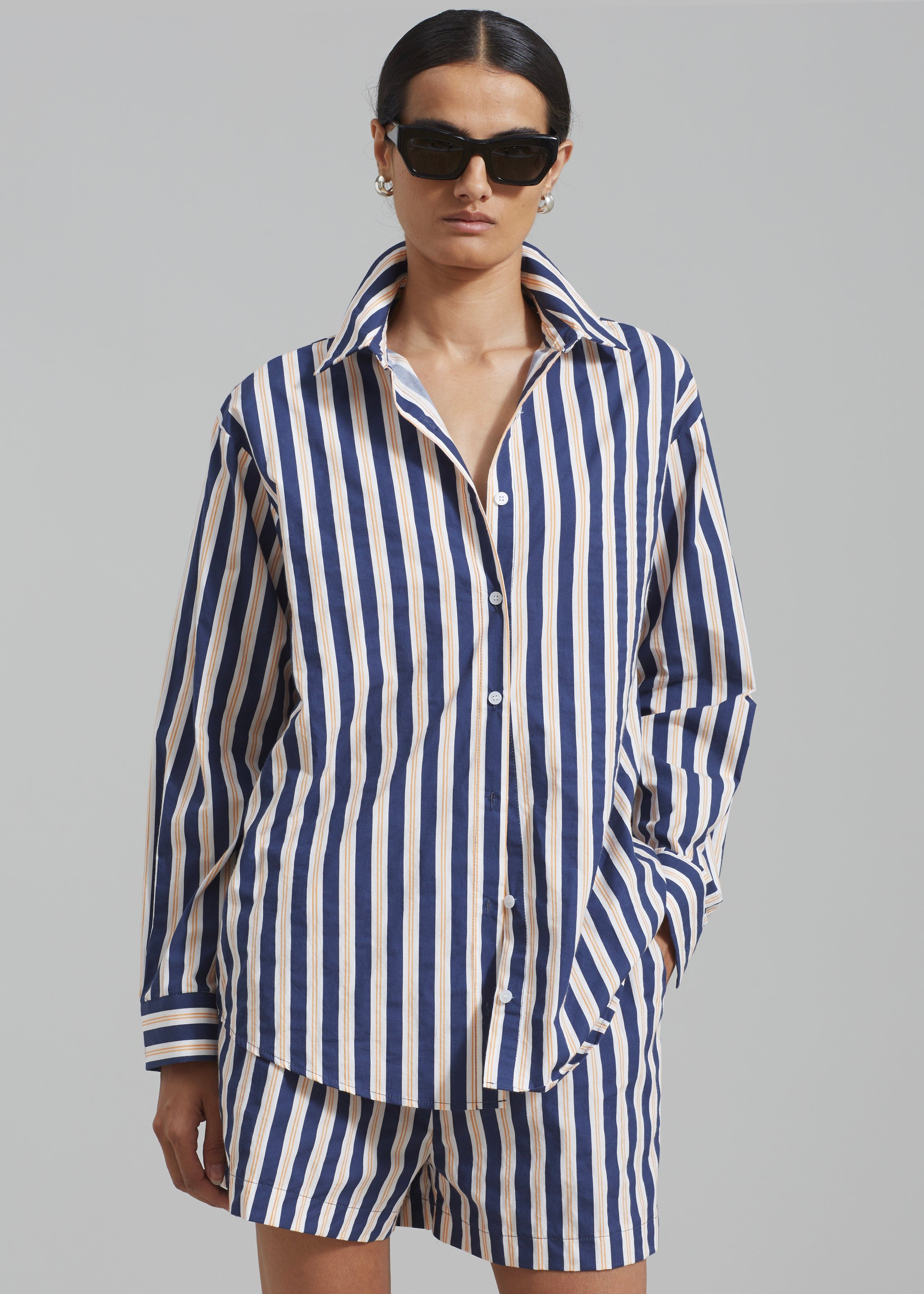 Juno Cotton Shirt - Navy Stripe sold by Frankie Shop product image thumbnail 4