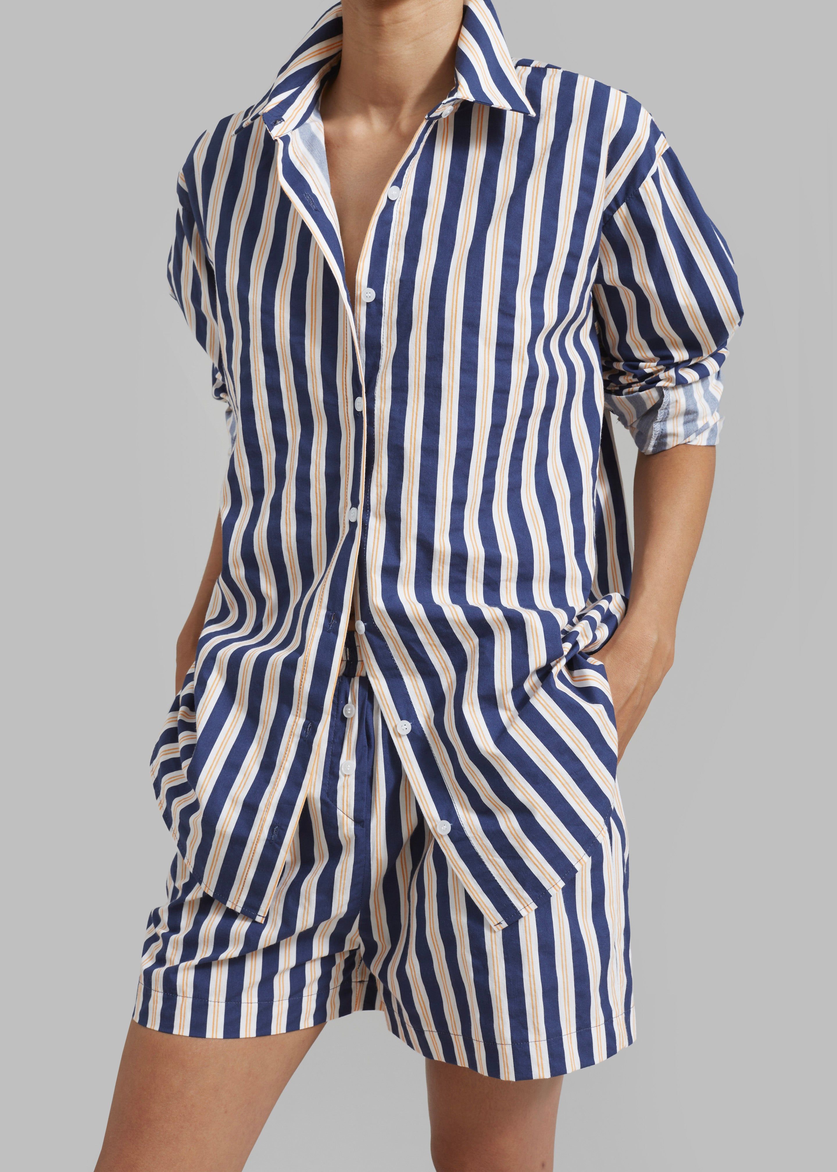 Juno Cotton Shirt - Navy Stripe sold by Frankie Shop product image thumbnail 3
