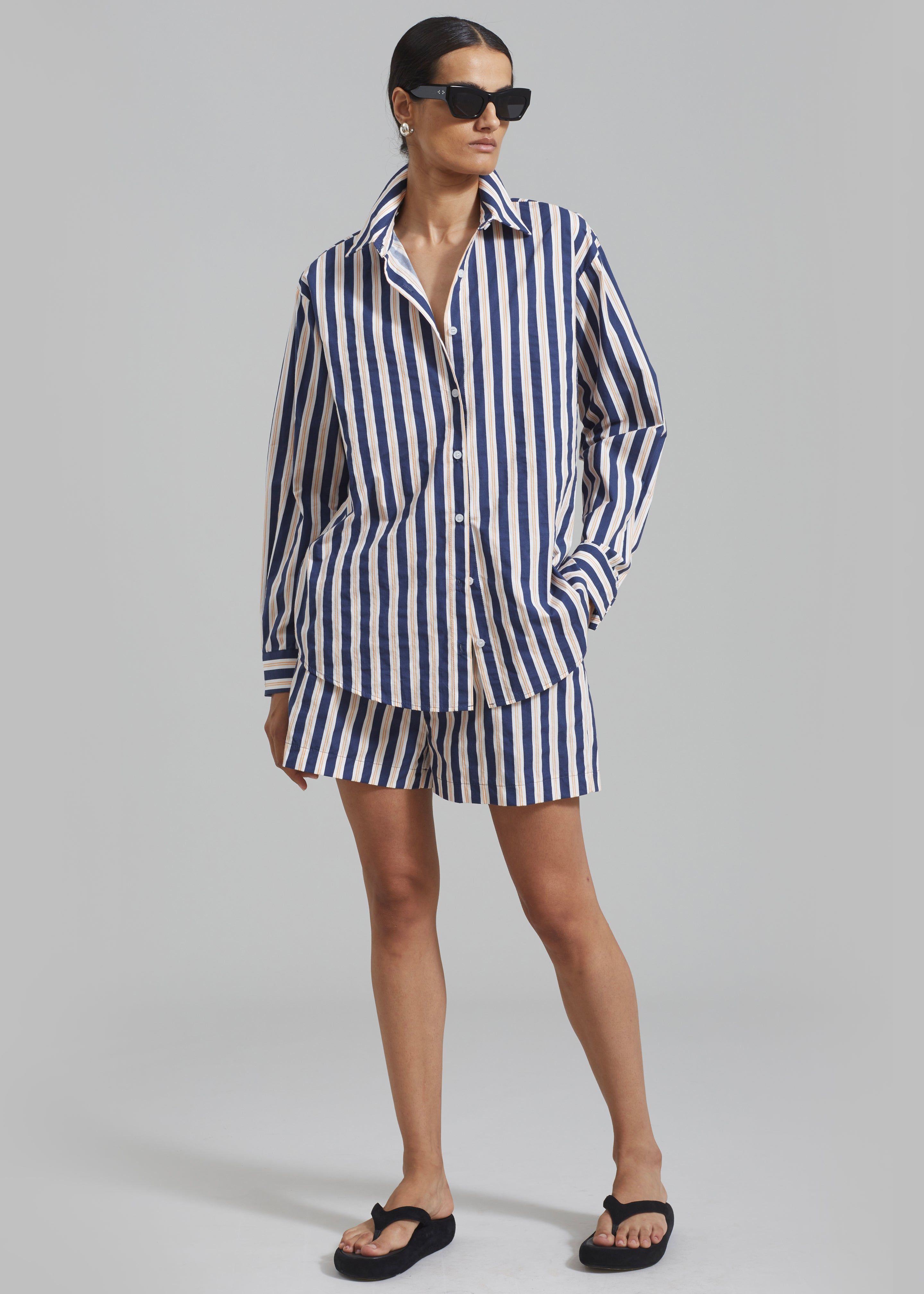 Juno Cotton Shirt - Navy Stripe sold by Frankie Shop product image thumbnail 5