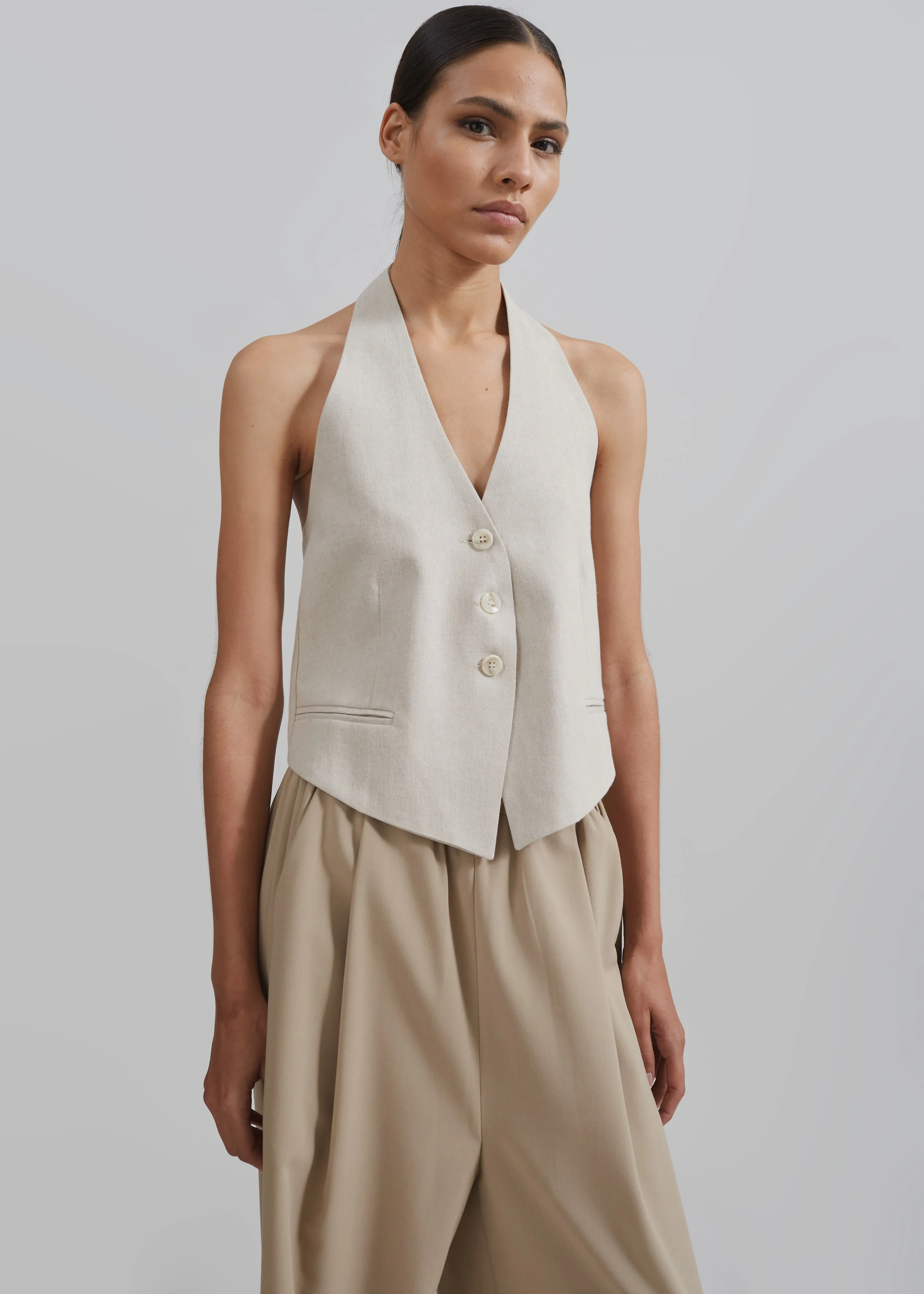 Elora Linen Halter Top - Oat sold by Frankie Shop product image thumbnail 4