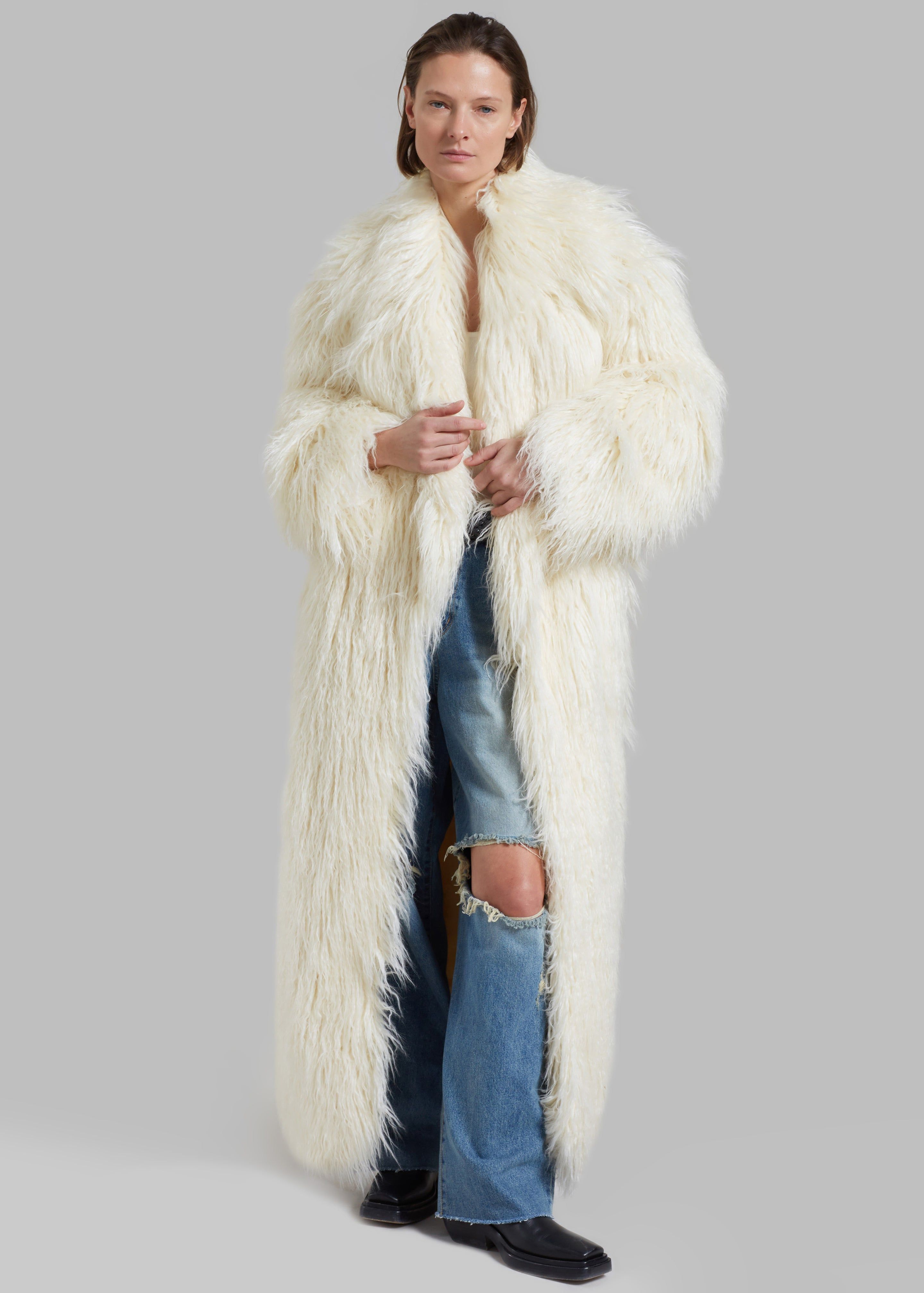 Nicole Long Faux Fur Coat - Off White sold by Frankie Shop product image thumbnail 2
