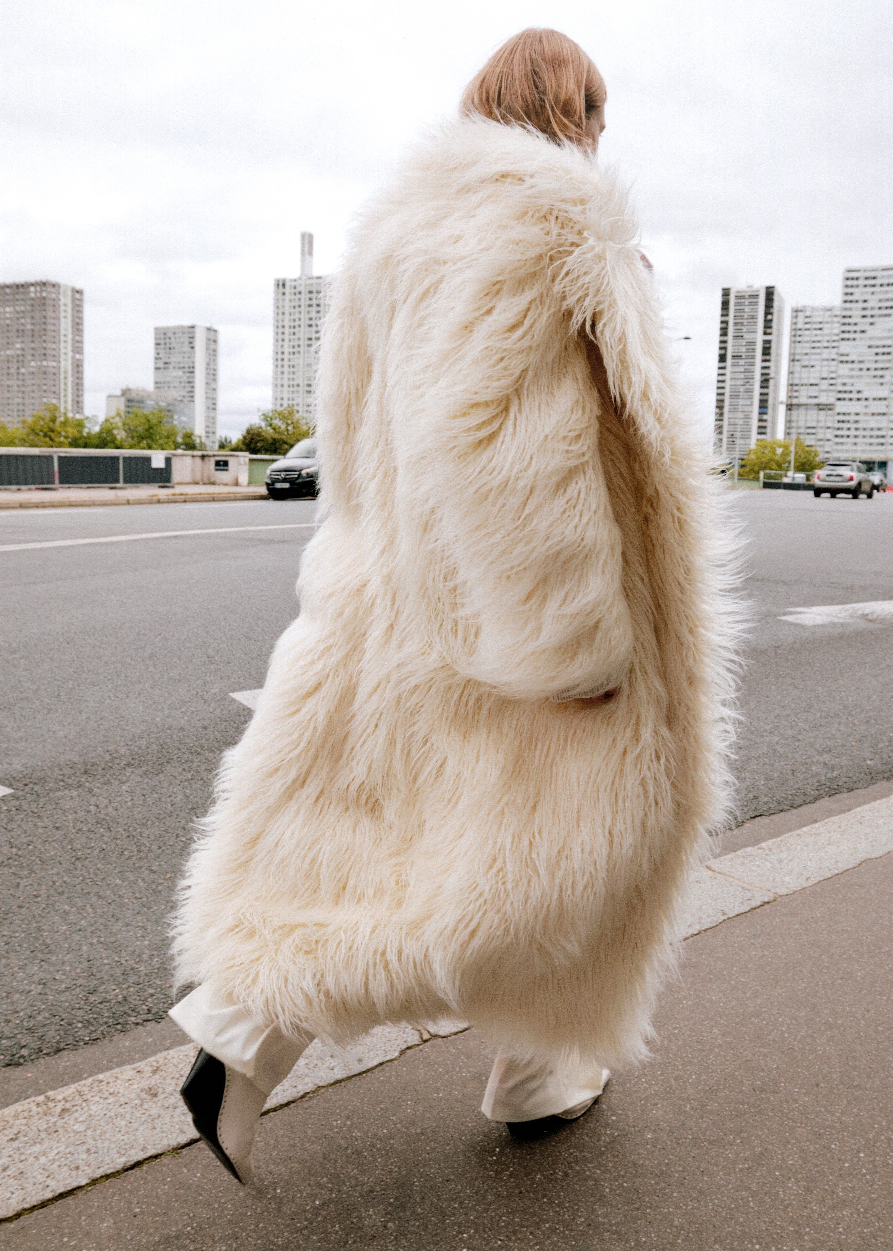 Nicole Long Faux Fur Coat - Off White sold by Frankie Shop
