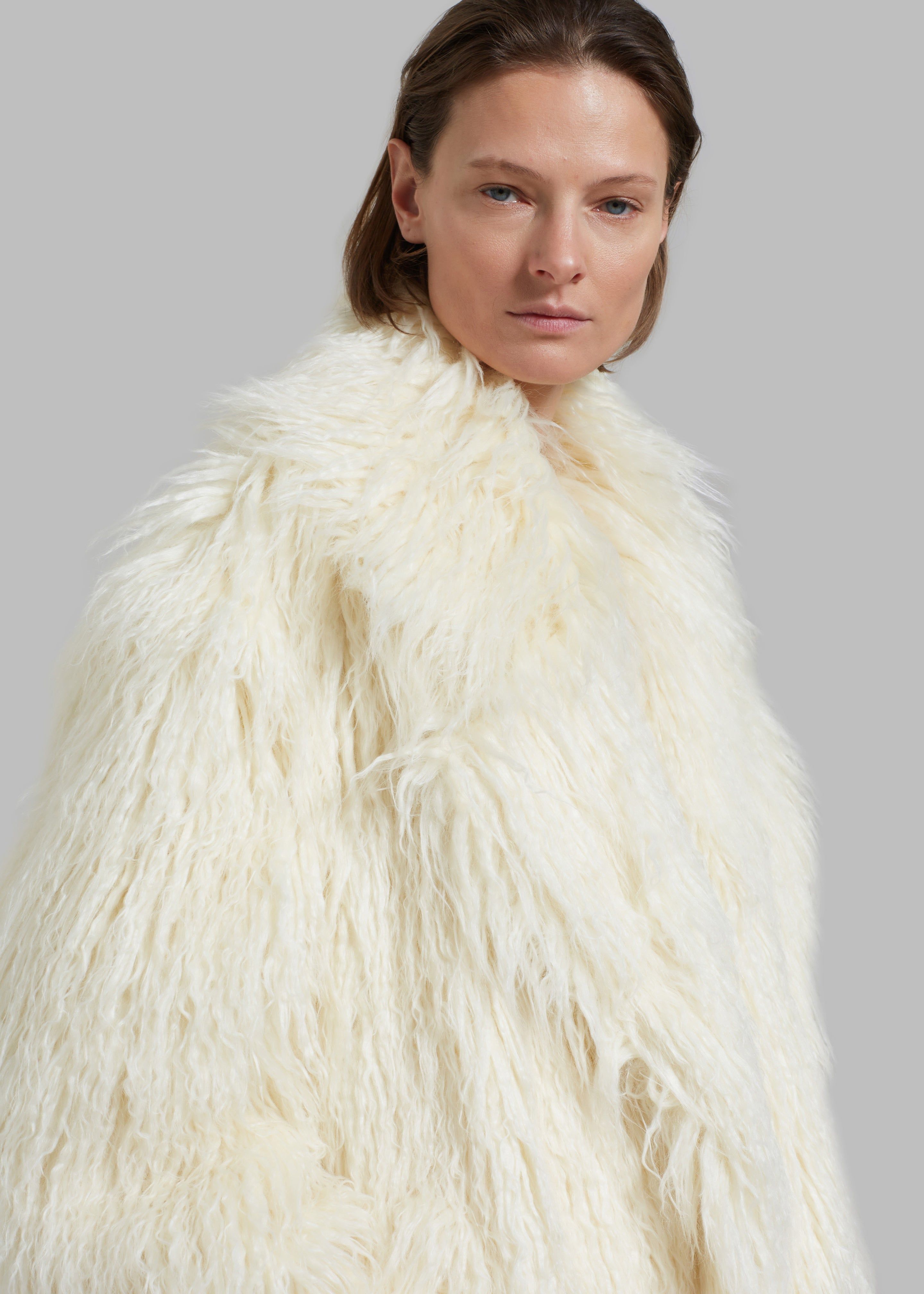 Nicole Long Faux Fur Coat - Off White sold by Frankie Shop product image thumbnail 5