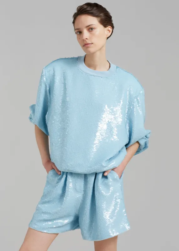 Metz Sequins Sweatshirt - Sky sold by Frankie Shop