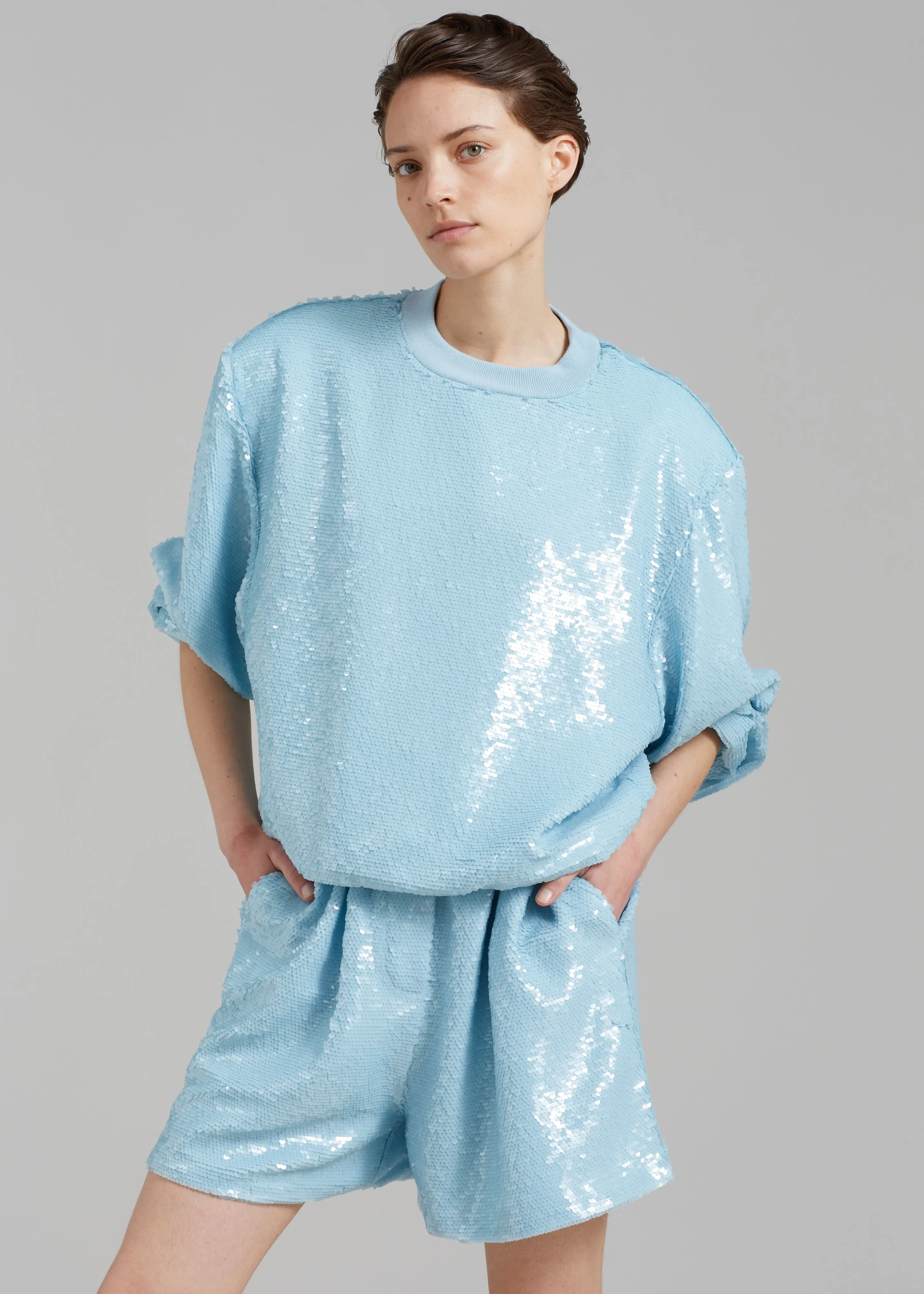 Metz Sequins Sweatshirt - Sky sold by Frankie Shop