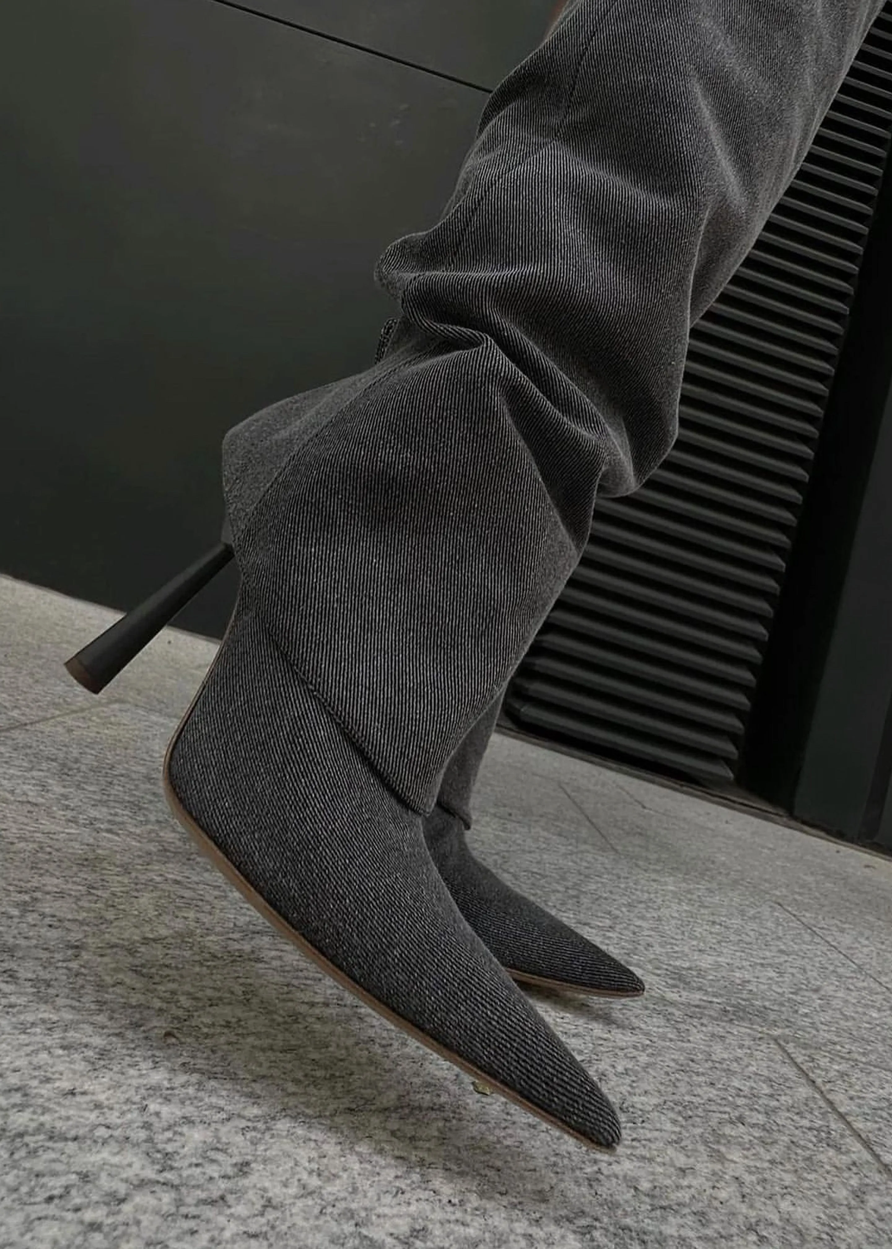 Gia Borghini Rosie 31 Denim Scrunchy Boots - Anthracite Denim sold by Frankie Shop product image thumbnail 3