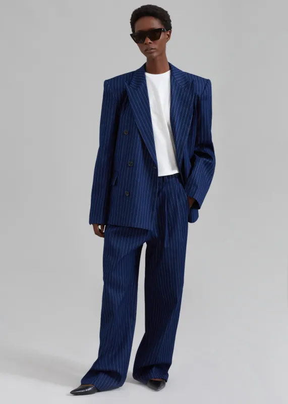 Tansy Denim Pants - Navy Pinstripe sold by Frankie Shop